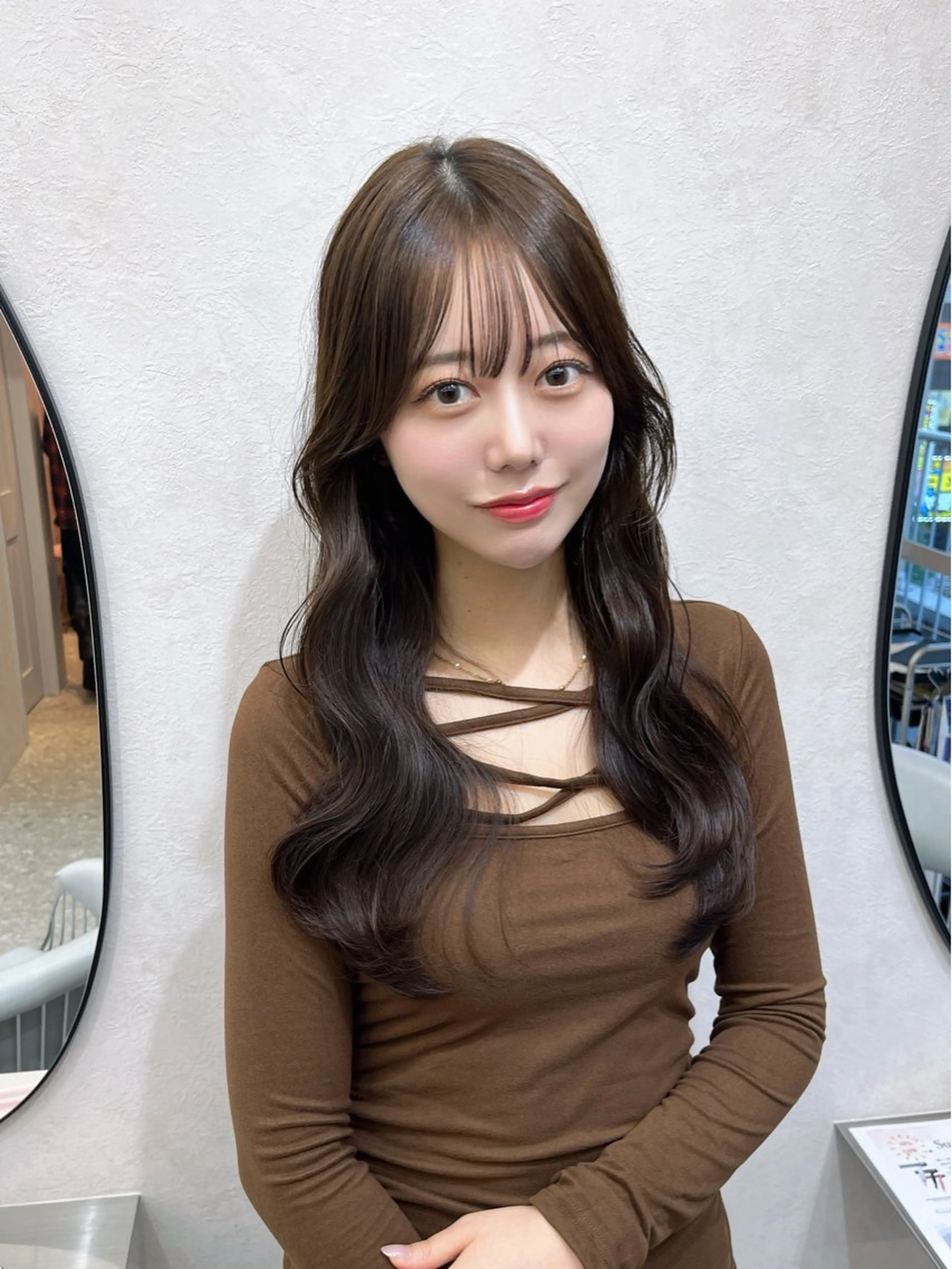 ロング カラー カット ヘアカラー トリートメント 韓国ハッシュカット/ 新宿/髪質改善/岡崎のヘアスタイル