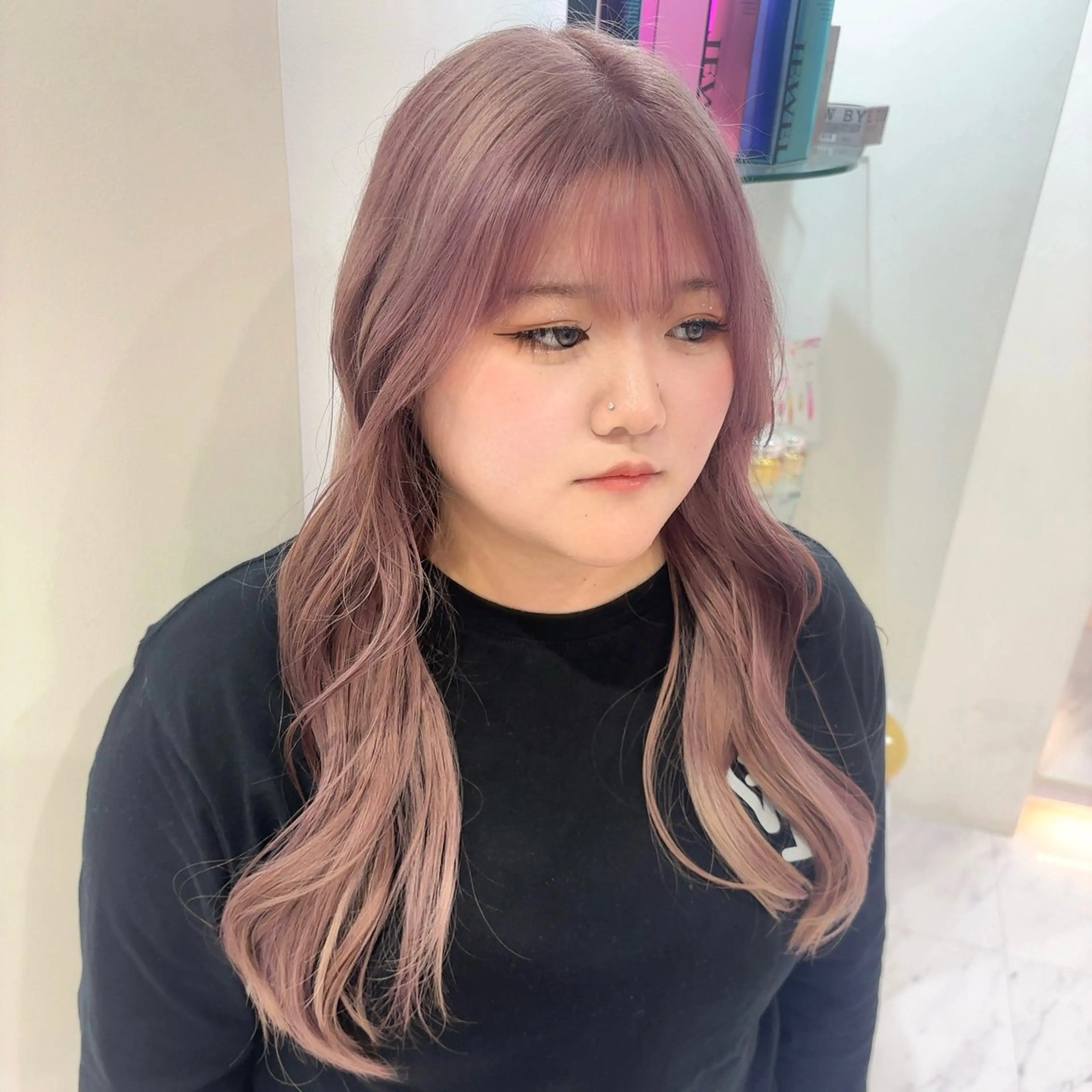 前髪カット+ブリーチ+オンカラー + 4 step Aujua treatment⁺ ⊹˚.の写真