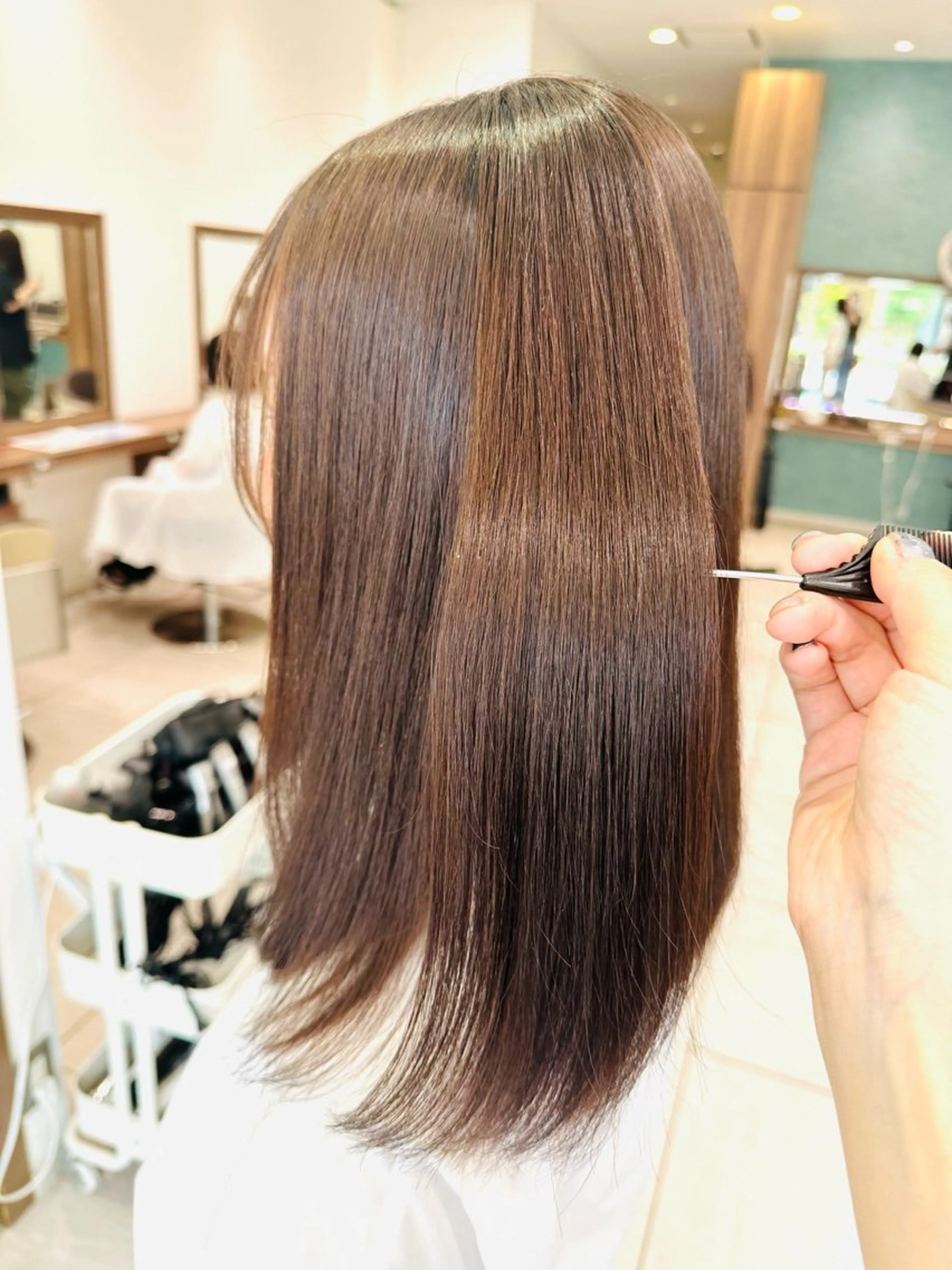 ミディアム パーマ カット 縮毛矯正 藤井 真奈美のヘアスタイル