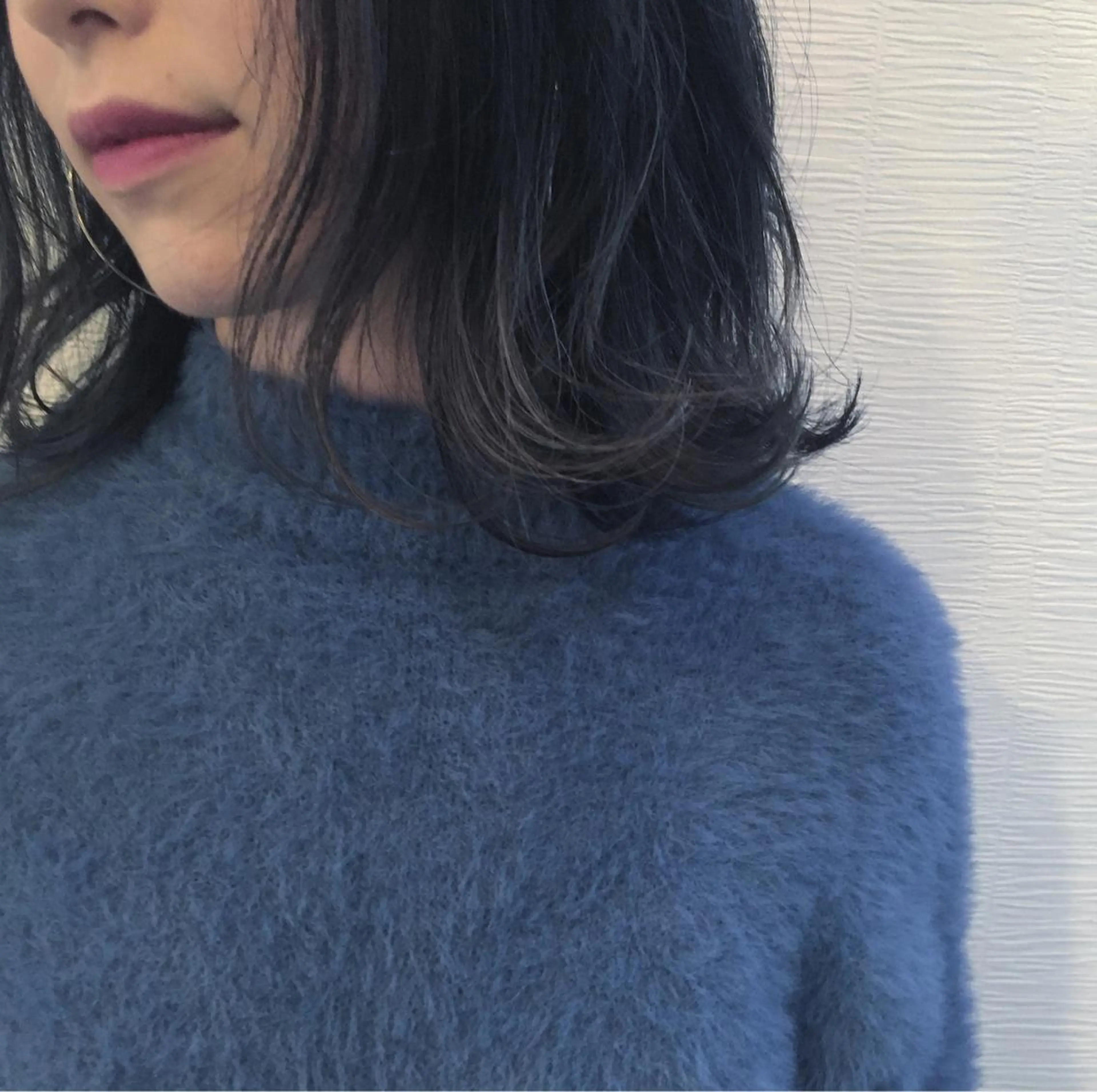 ミディアム カラー 黒髪 ブリーチ ブルーカラー ブルーブラック ハイライトカラー 池田 真由美のヘアスタイル