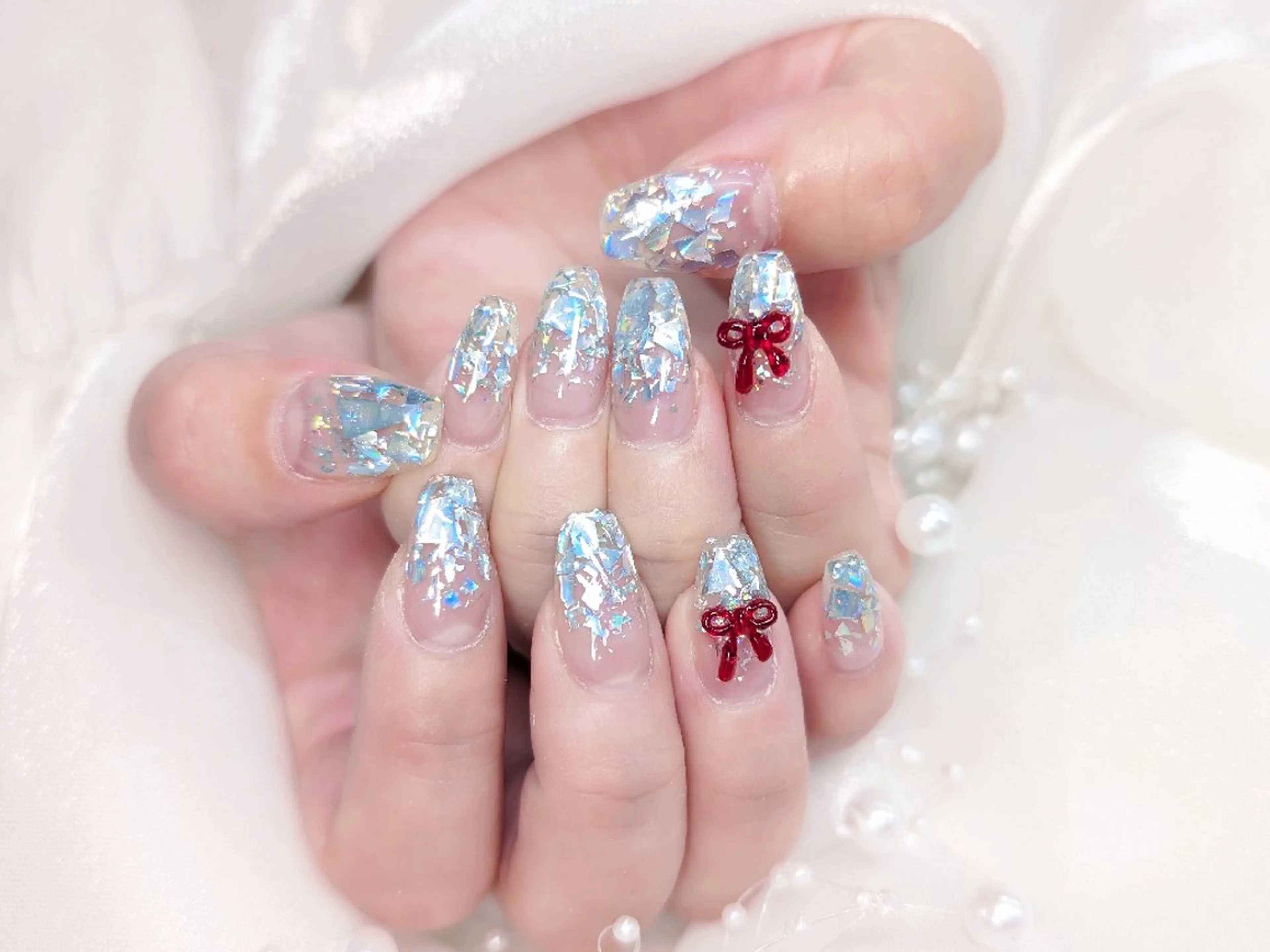 ネイル チークネイル 長さ出し フラッシュネイル フレンチネイル ジェルネイル Chouette Nailのネイルデザイン