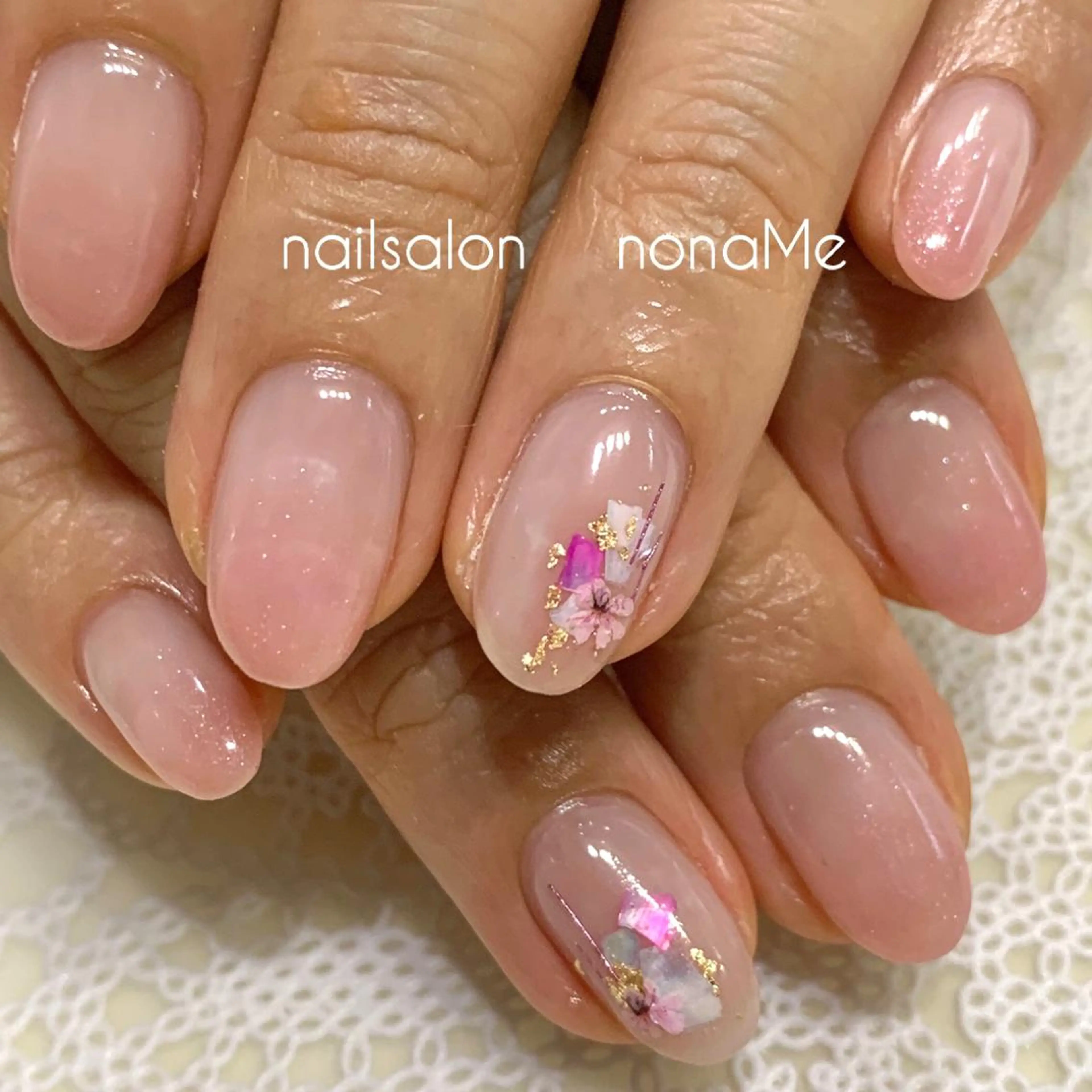 ネイル アートネイル ニュアンスネイル ピンク nonaMe 森のネイルデザイン