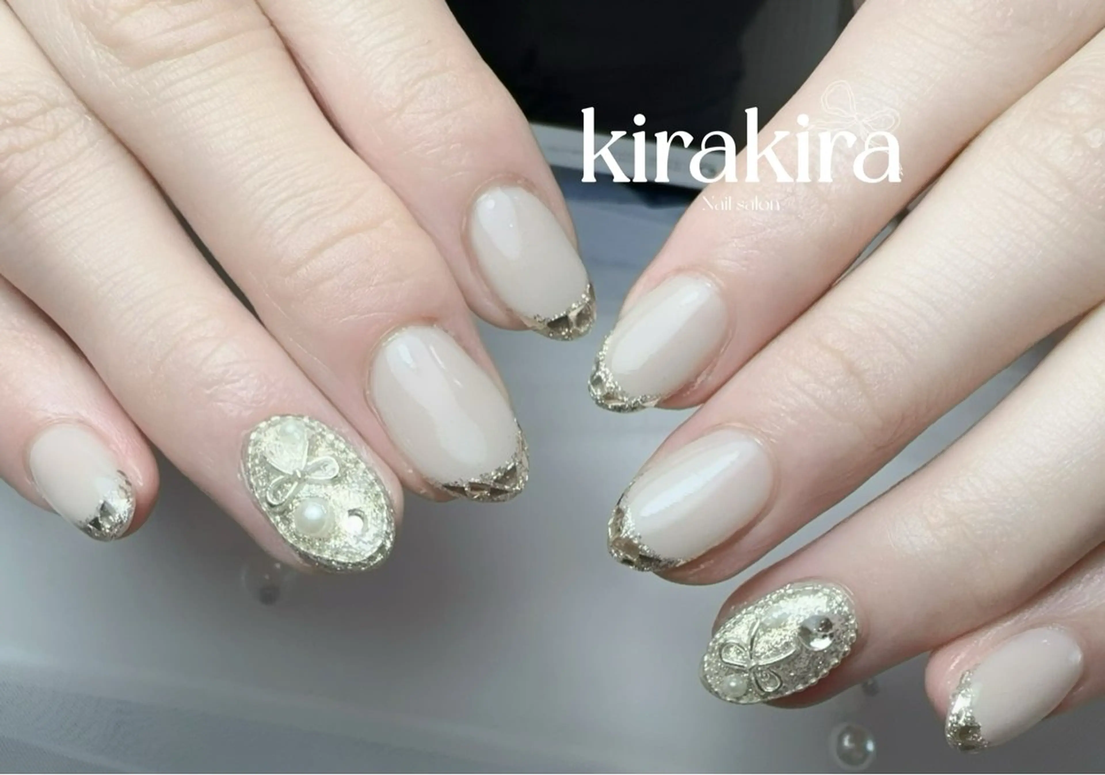 ネイル フットネイル フレンチネイル ガラスフレンチ キラキラネイル シンプルネイル Kirakira Nail salonのネイルデザイン