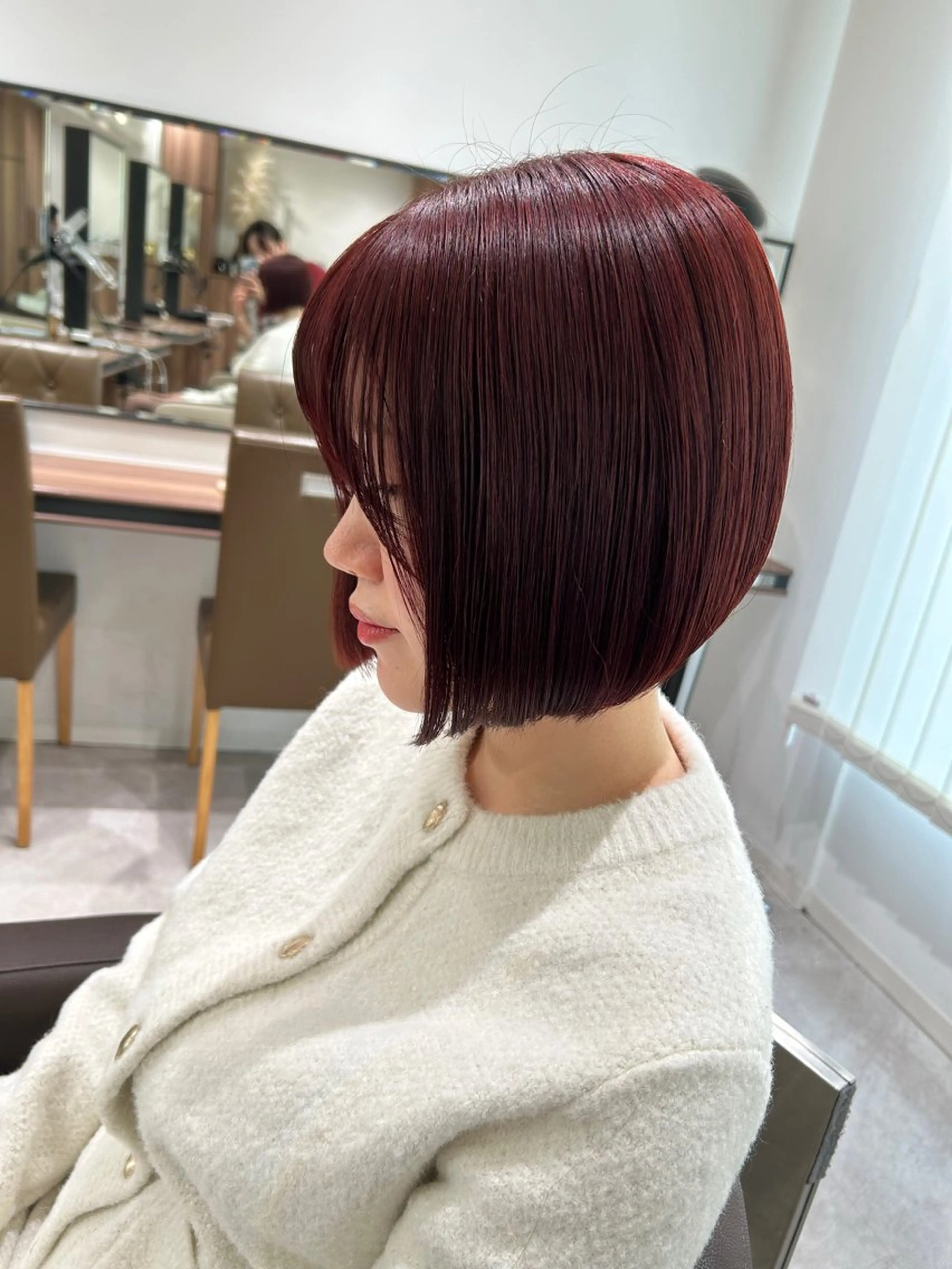 ショート カラー ブラウンカラー カシス ピンクカラー ピンクブラウン ボブ 渡邊花奈 韓国ヘアのヘアスタイル
