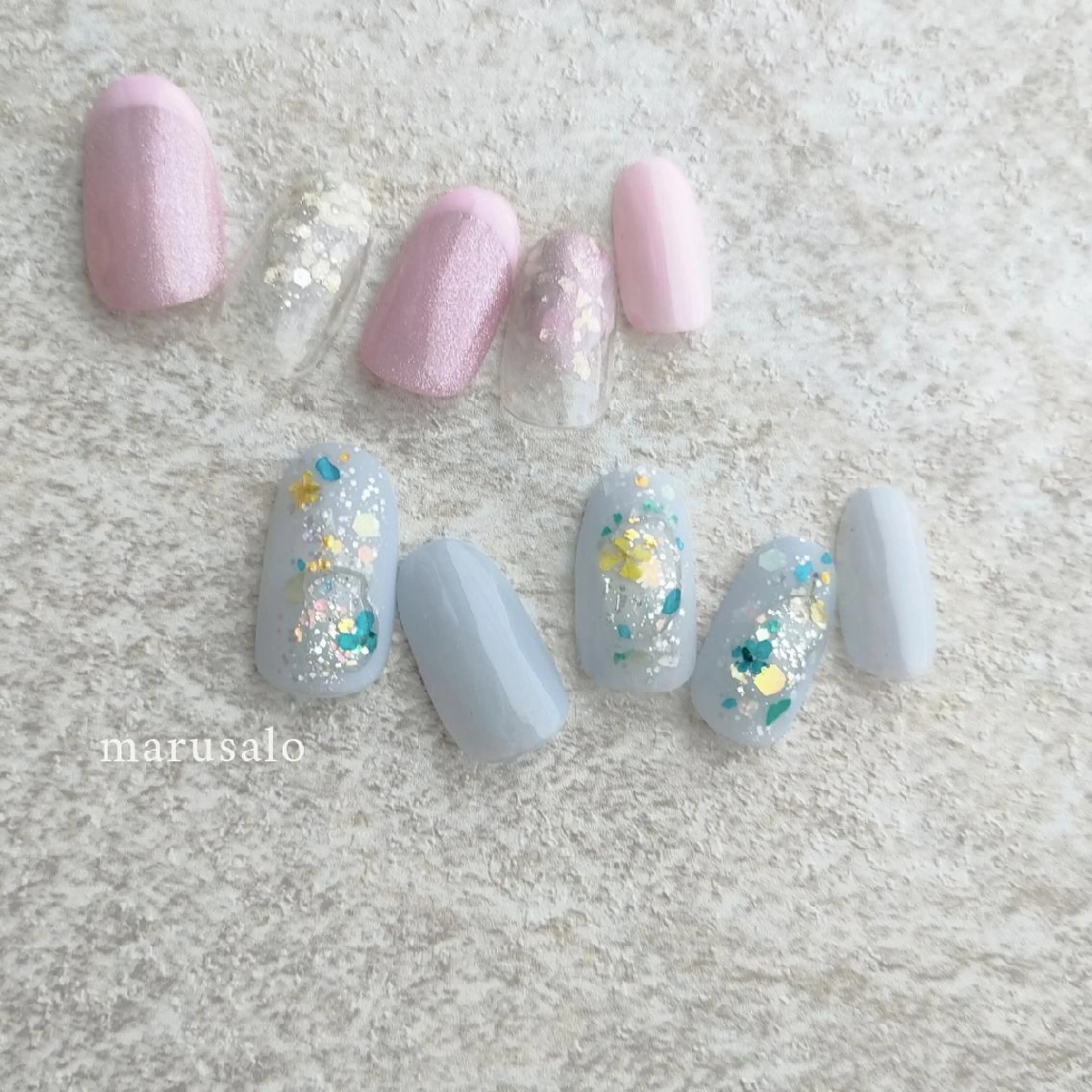 ネイル アートネイル フレンチネイル マグネットネイル マットネイル パステルネイル marusalo nailのネイルデザイン
