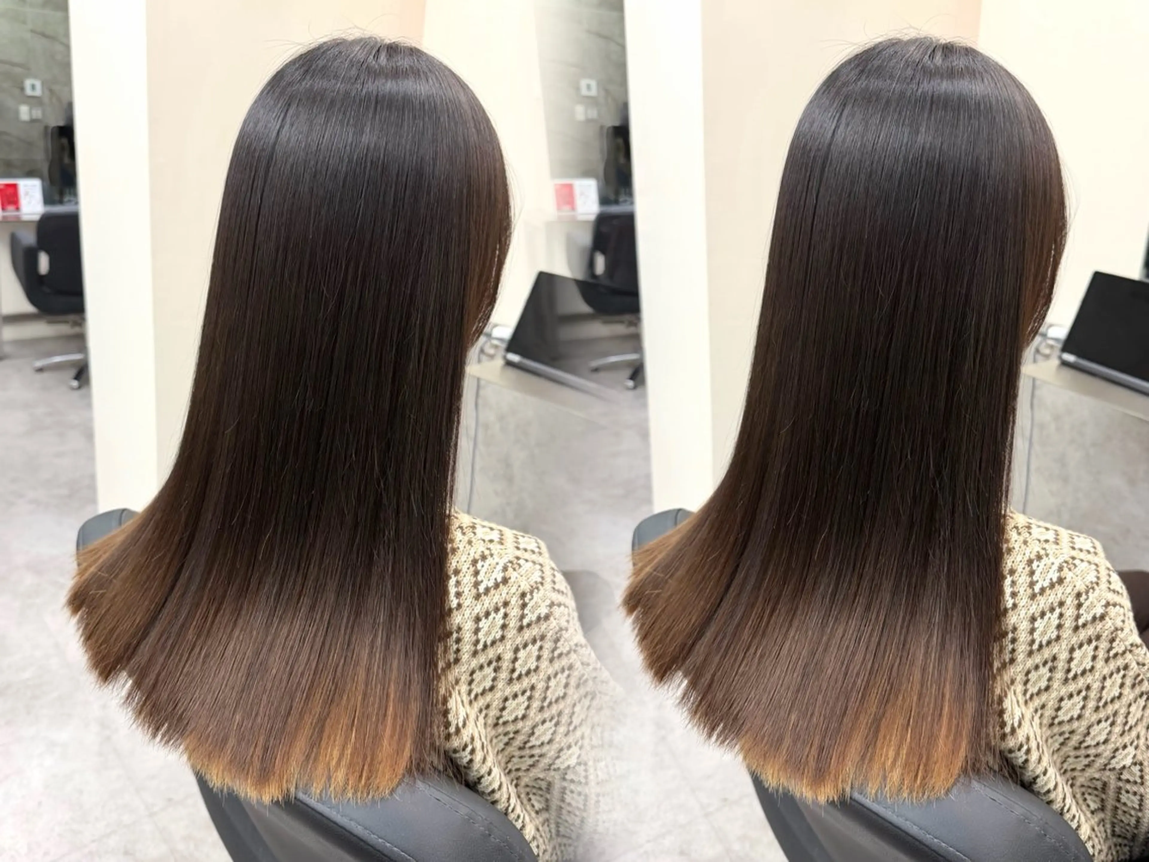 ロング カット 縮毛矯正 トリートメント 🫧とぅるん艶髪🫧 透明感カラー×猿渡のヘアスタイル