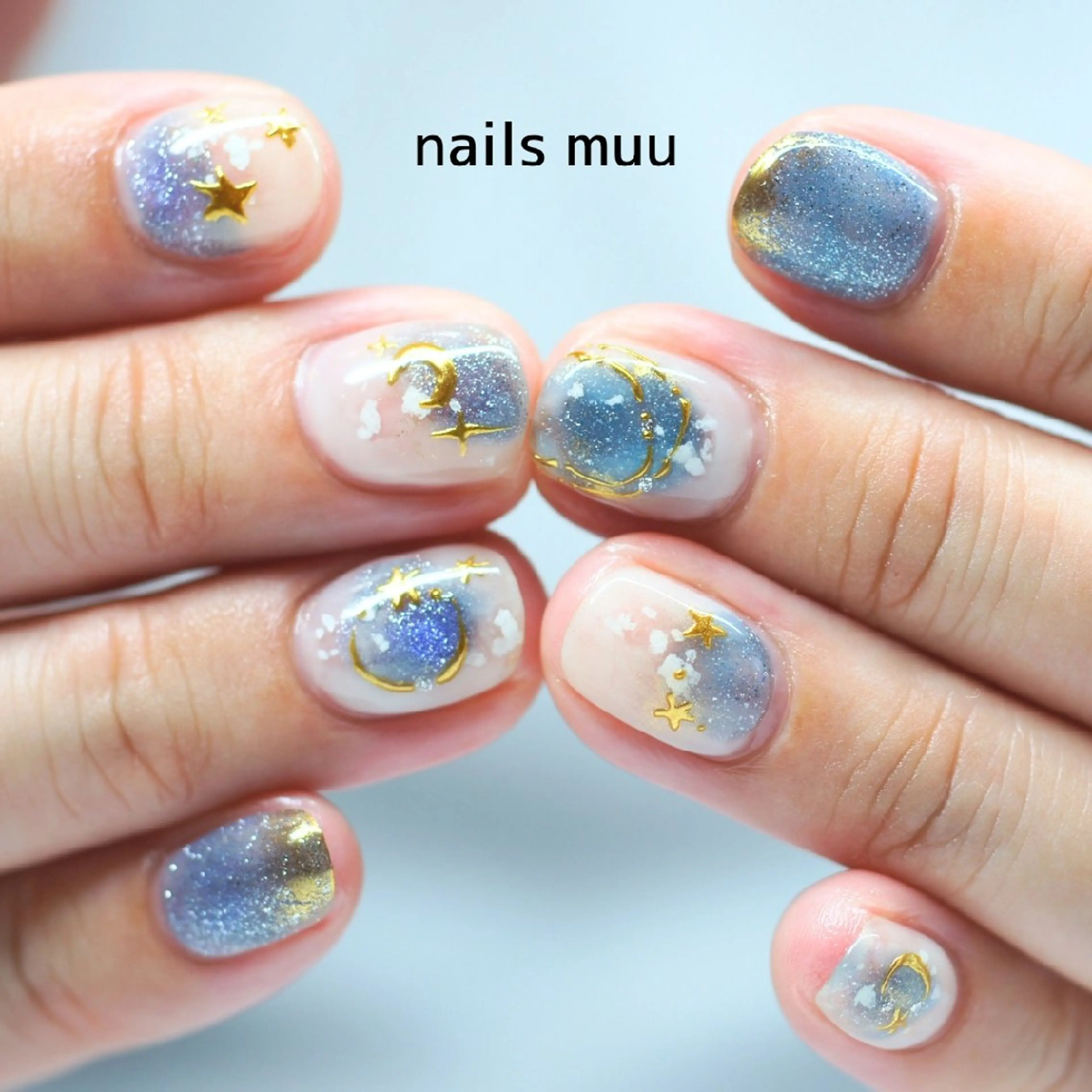 ネイル アートネイル マグネットネイル ショートネイル ハンドネイル nails muu まゆのネイルデザイン