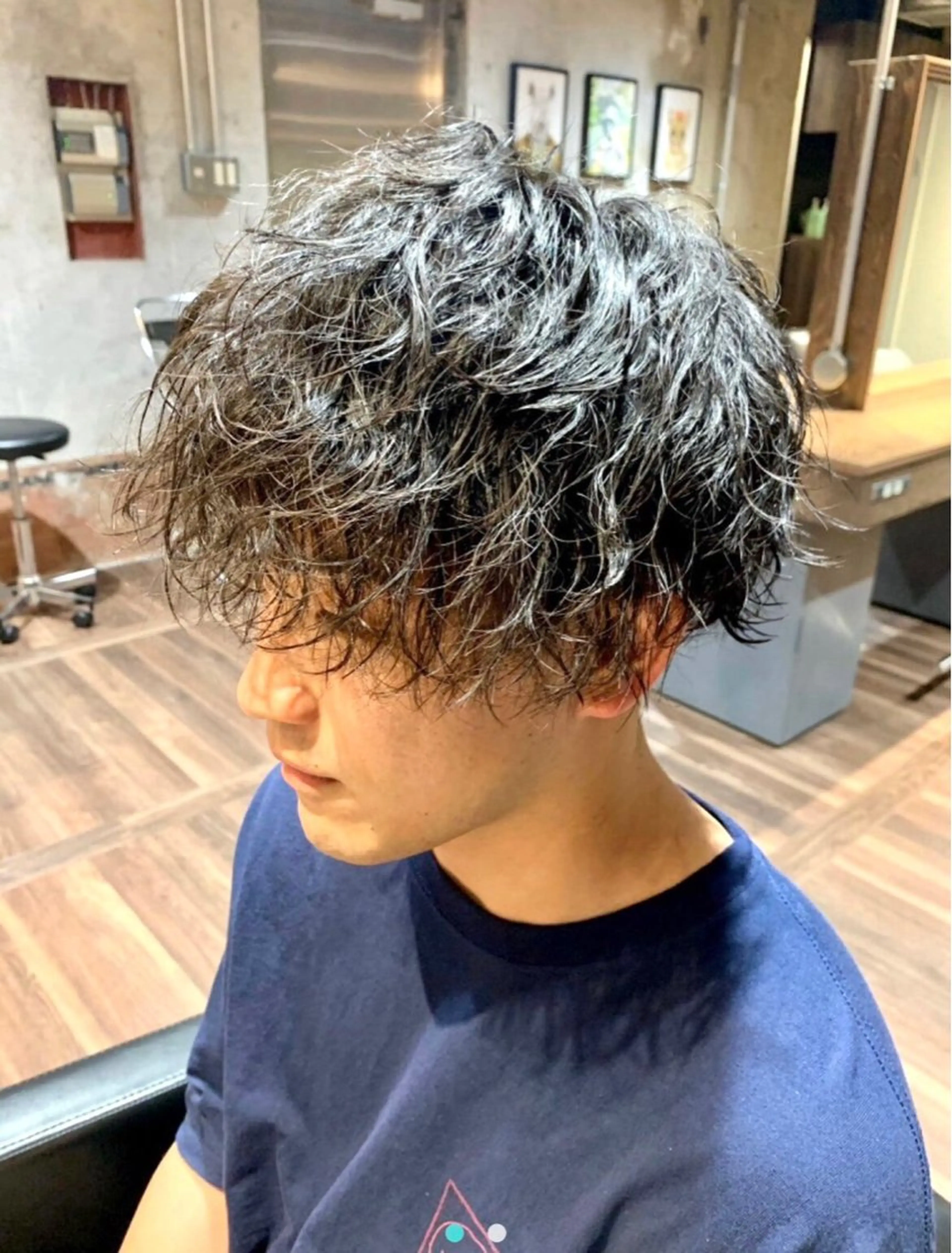 ミディアム パーマ メンズ カット パーマ TR付きカット無料✨ ✨いのうえもなみのヘアスタイル