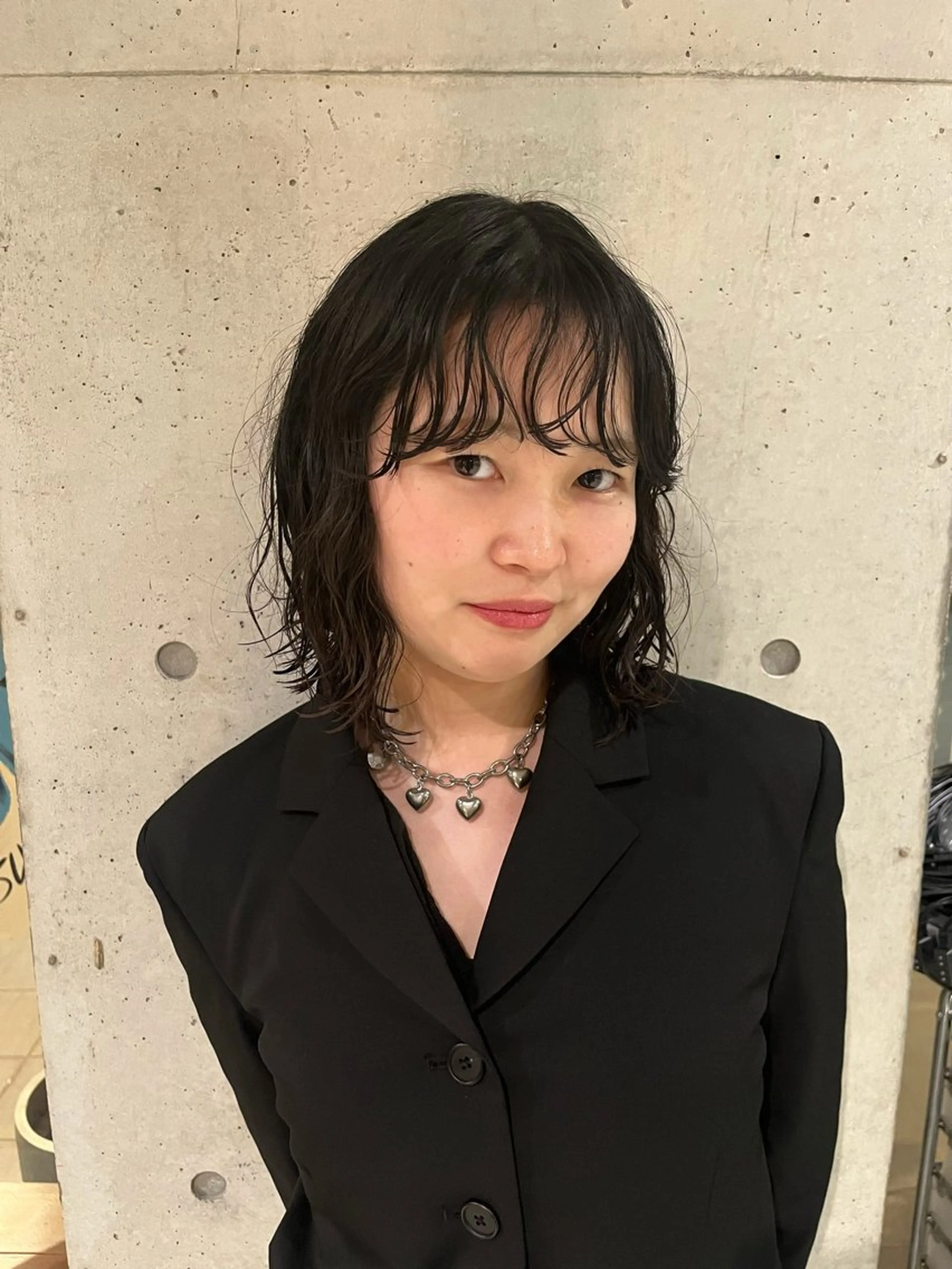 ミディアム パーマ ミディアムパーマ カット パーマ 菅野 紗弥のヘアスタイル