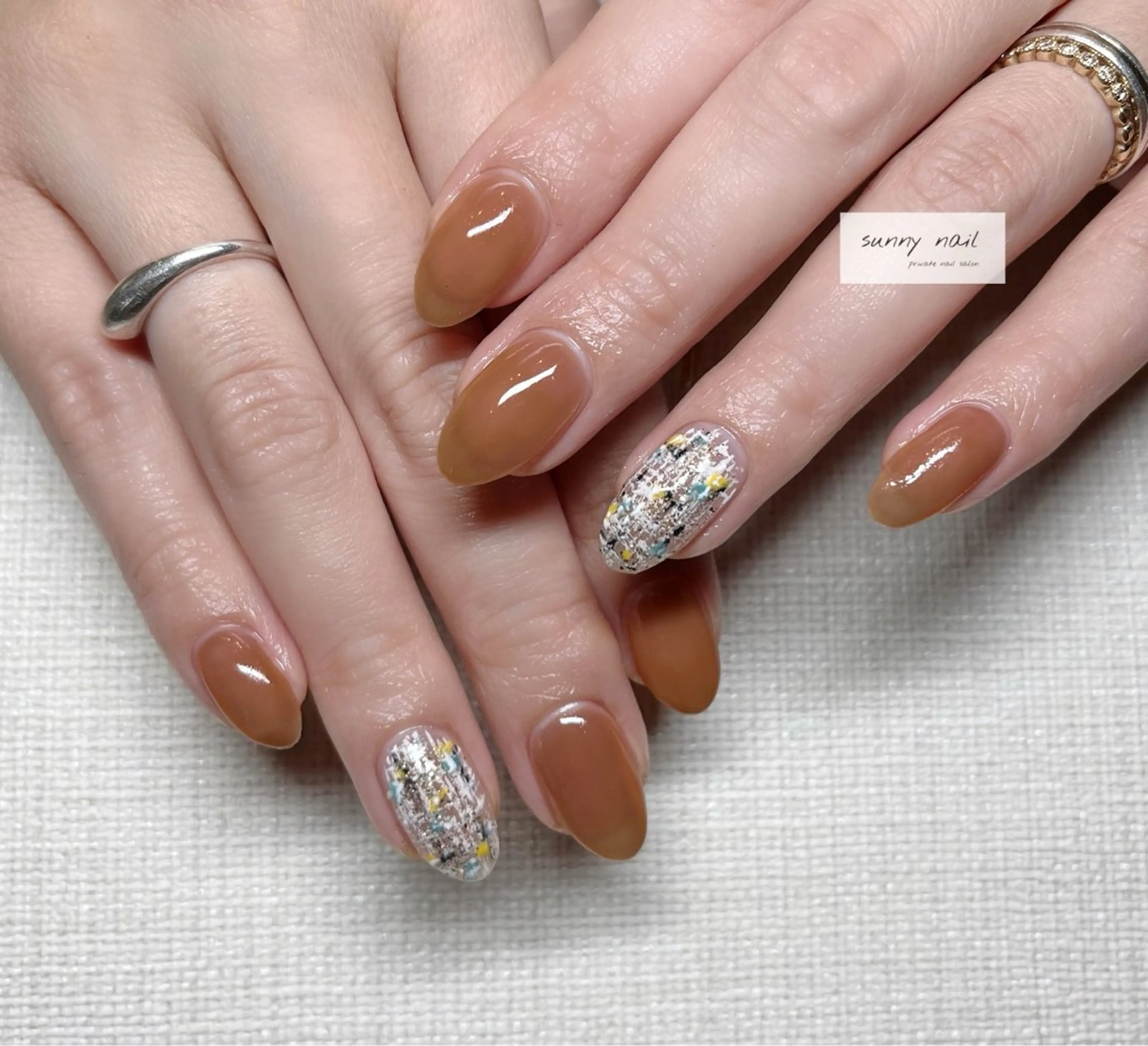 ネイル ブラウン ツイードネイル sunny nailのネイルデザイン