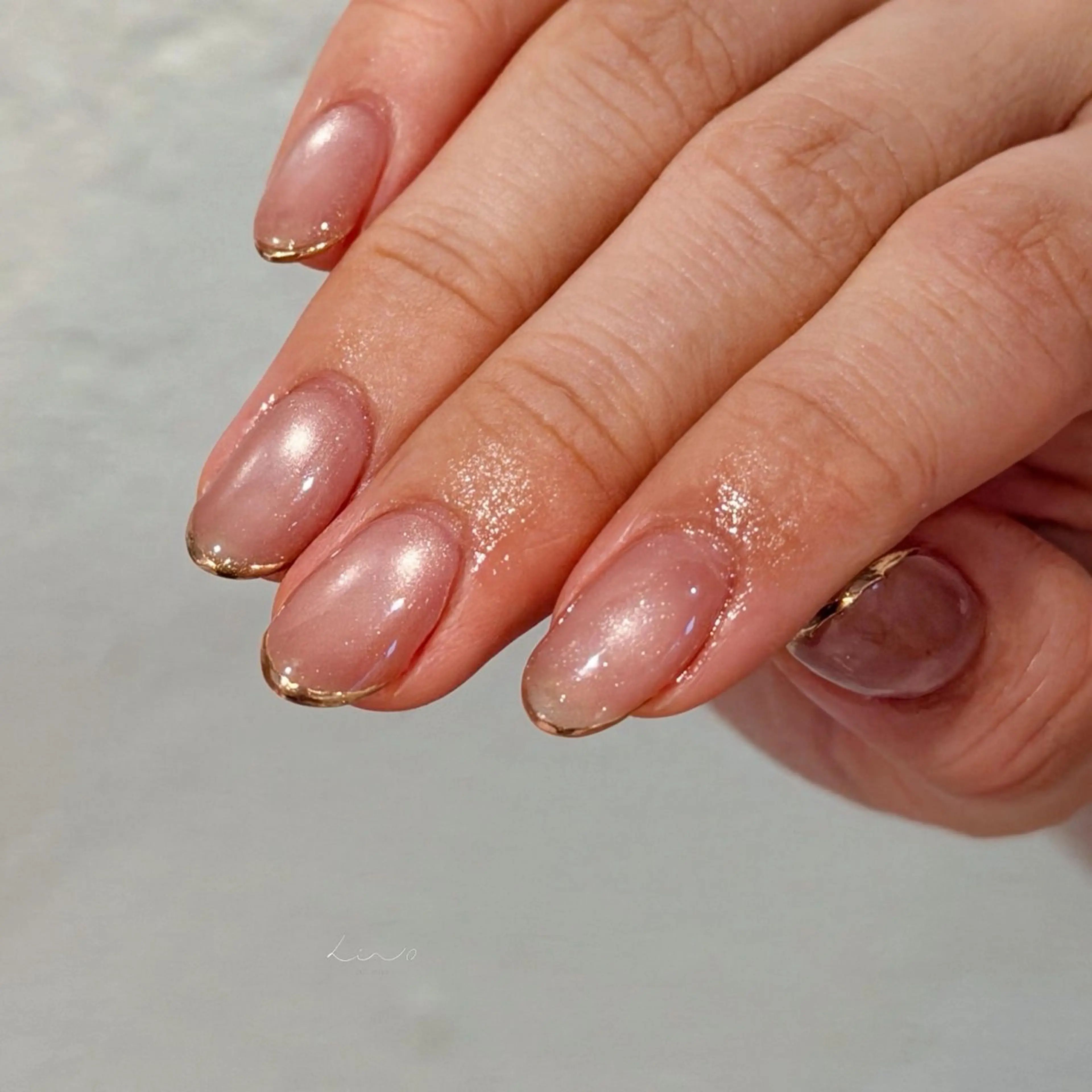 ネイル ゴールド ピンク ハンドネイル nail salon linoのネイルデザイン