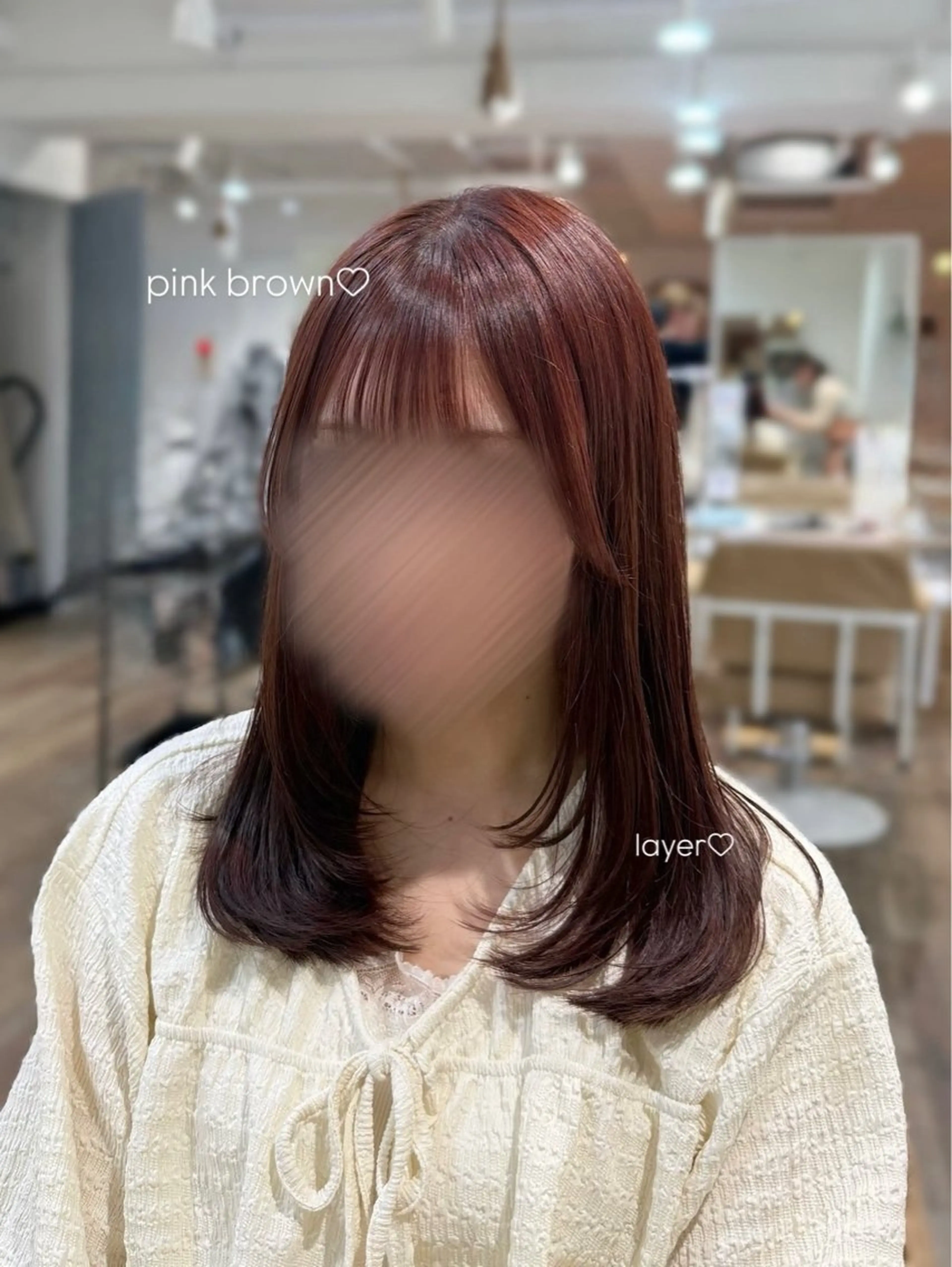 ミディアム ピンク・ラベンダー/ レイヤー/NANAのヘアスタイル