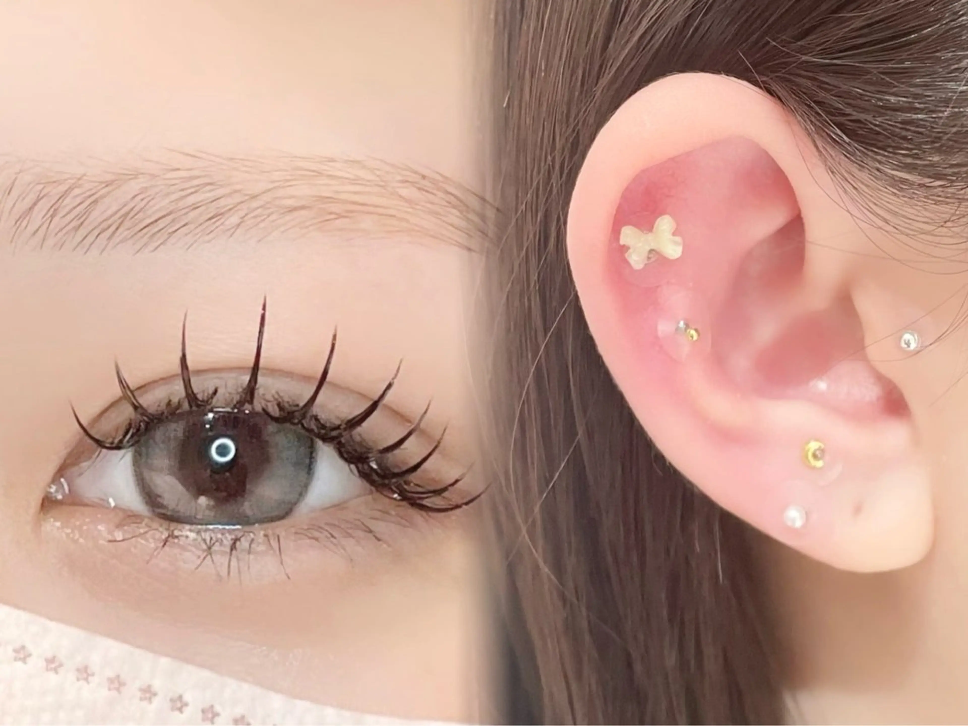 🩵耳つぼジュエリー💎✨+韓国束感マツエク100or120本🩵🫧フラットマットラッシュ🫧オフ込み！！の写真