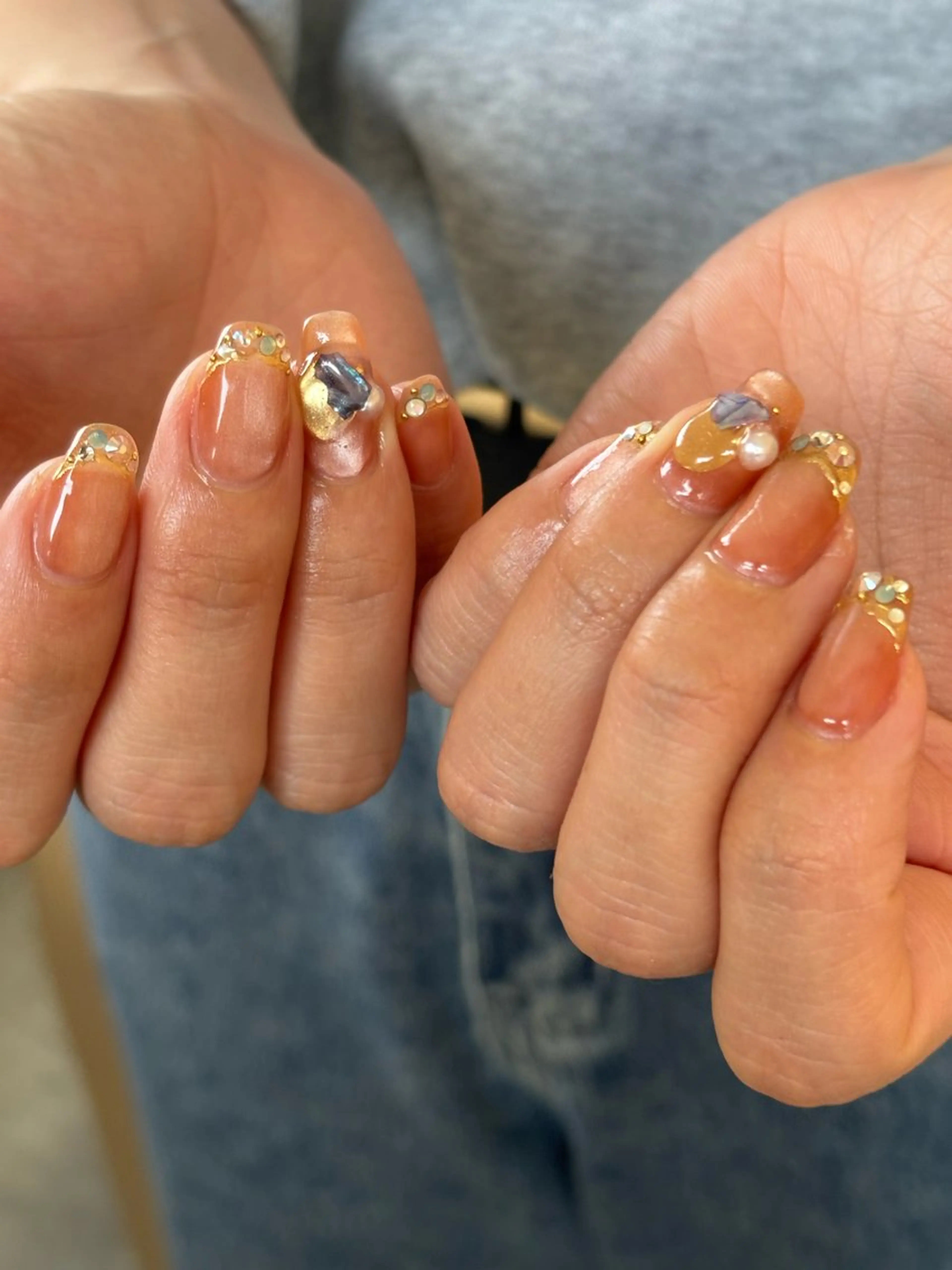 ネイル フレンチネイル ジェルネイル キラキラネイル マグネットネイル ワンカラーネイル ハンドネイル tamu nail 　金町のネイルデザイン