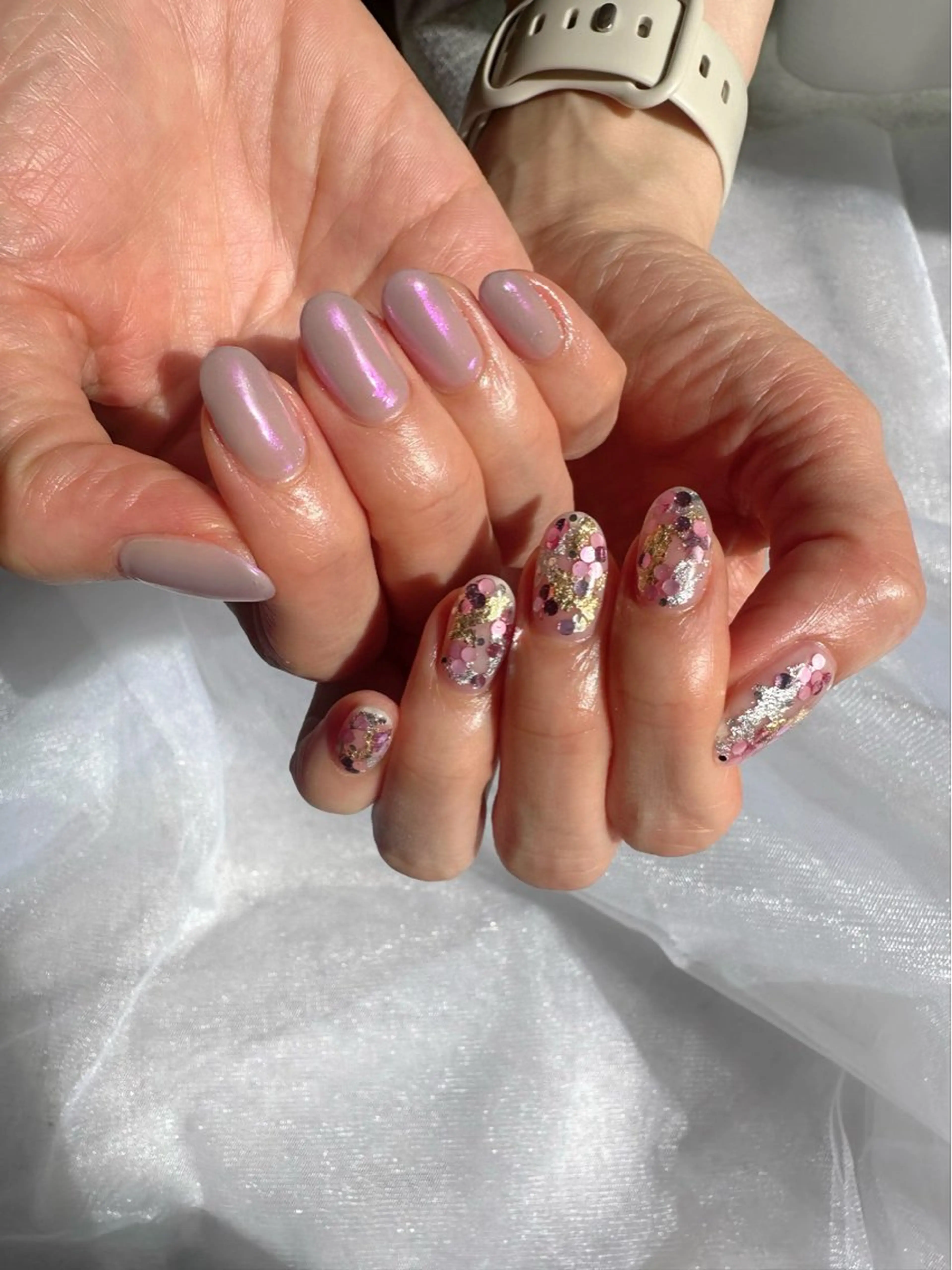 ネイル オーロラネイル クリアネイル ホログラムネイル 氷ネイル・うるうるネイル キラキラネイル 🪞KAPE NAIL 🪞のネイルデザイン