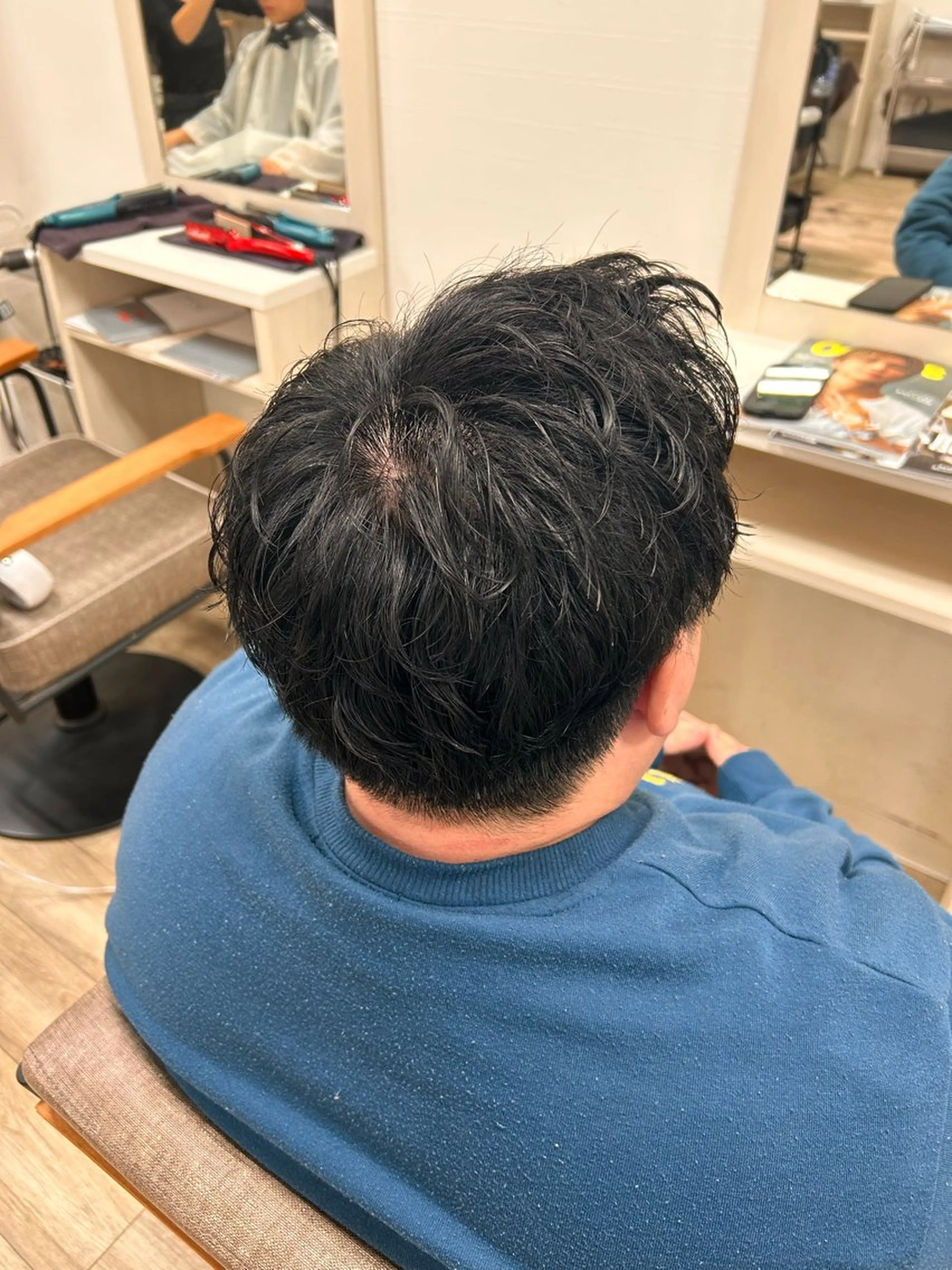 メンズ カット パーマ 艶髪カラー┊︎ レイヤーボブ🍀きりのヘアスタイル