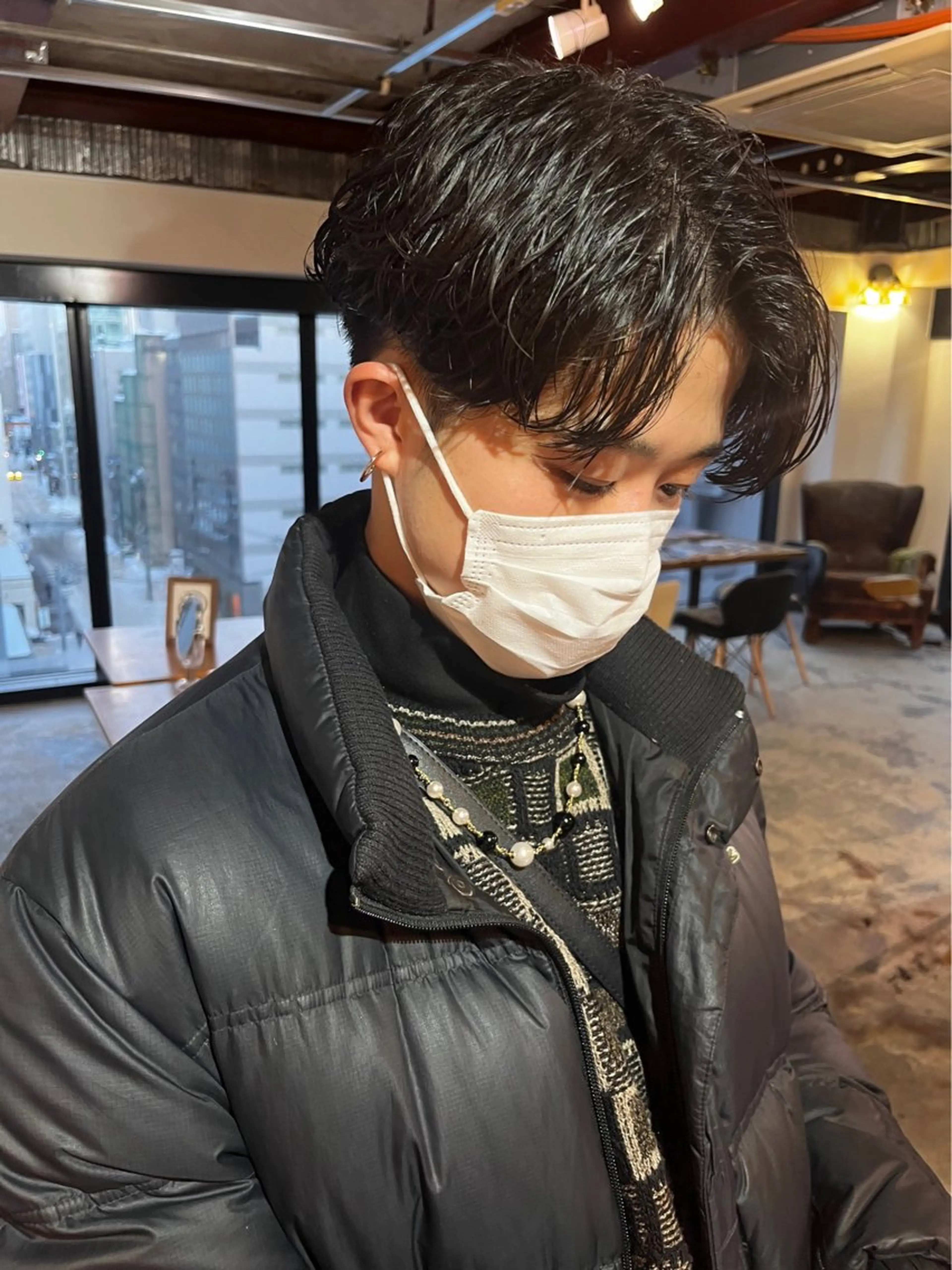 パーマ メンズ カット パーマ トリートメント ダブルカラー/ 艶髪/SHISEIのヘアスタイル