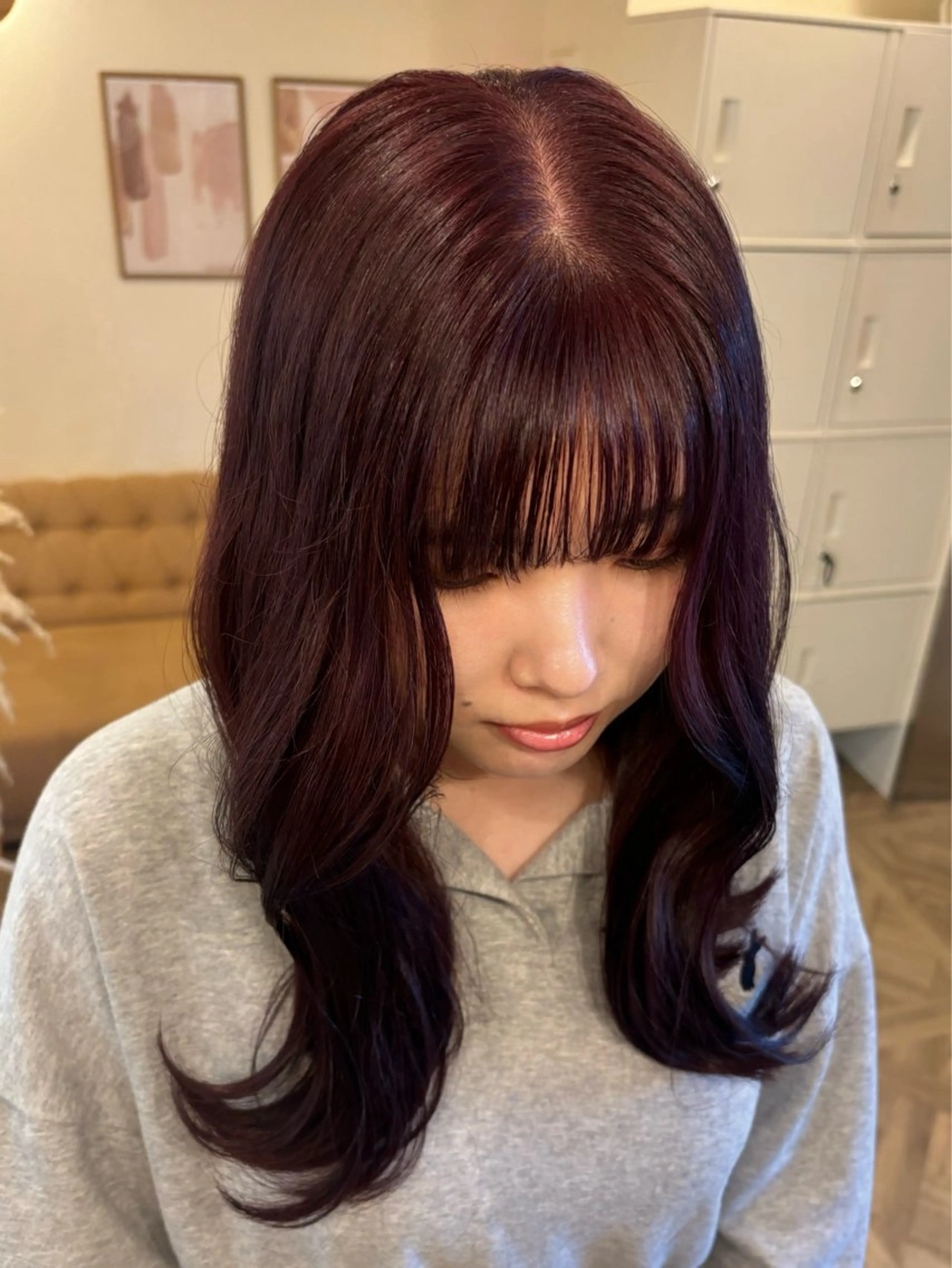 セミロング カラー ヘアカラー トリートメント ミルクティ/ピンク/ レイヤー/yuriaのヘアスタイル