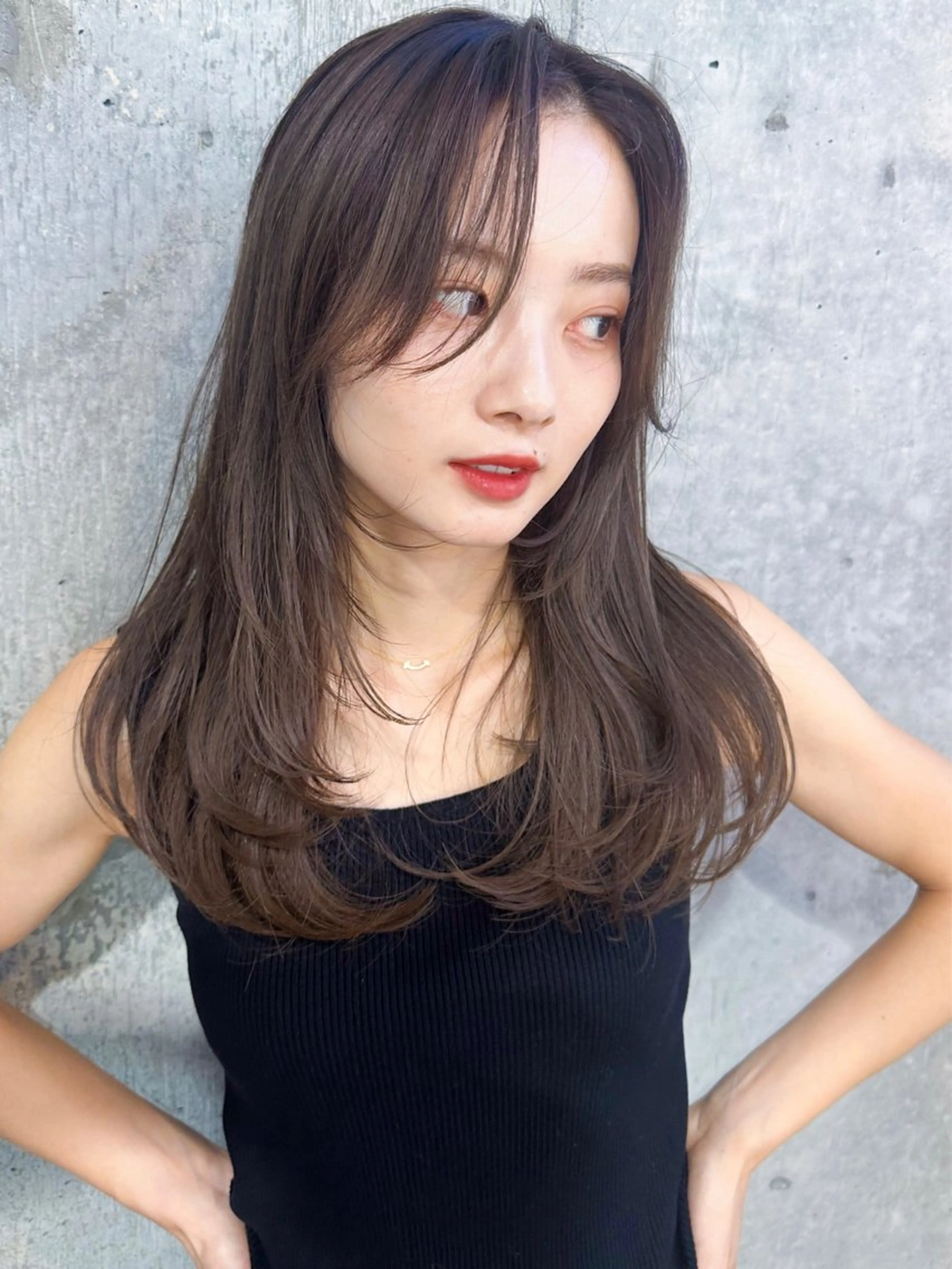 セミロング カラー 髪質改善 韓国風ヘア レイヤーカット カット ヘアカラー トリートメント 新宿/韓国風レイヤー 髪質改善/渋谷直樹のヘアスタイル