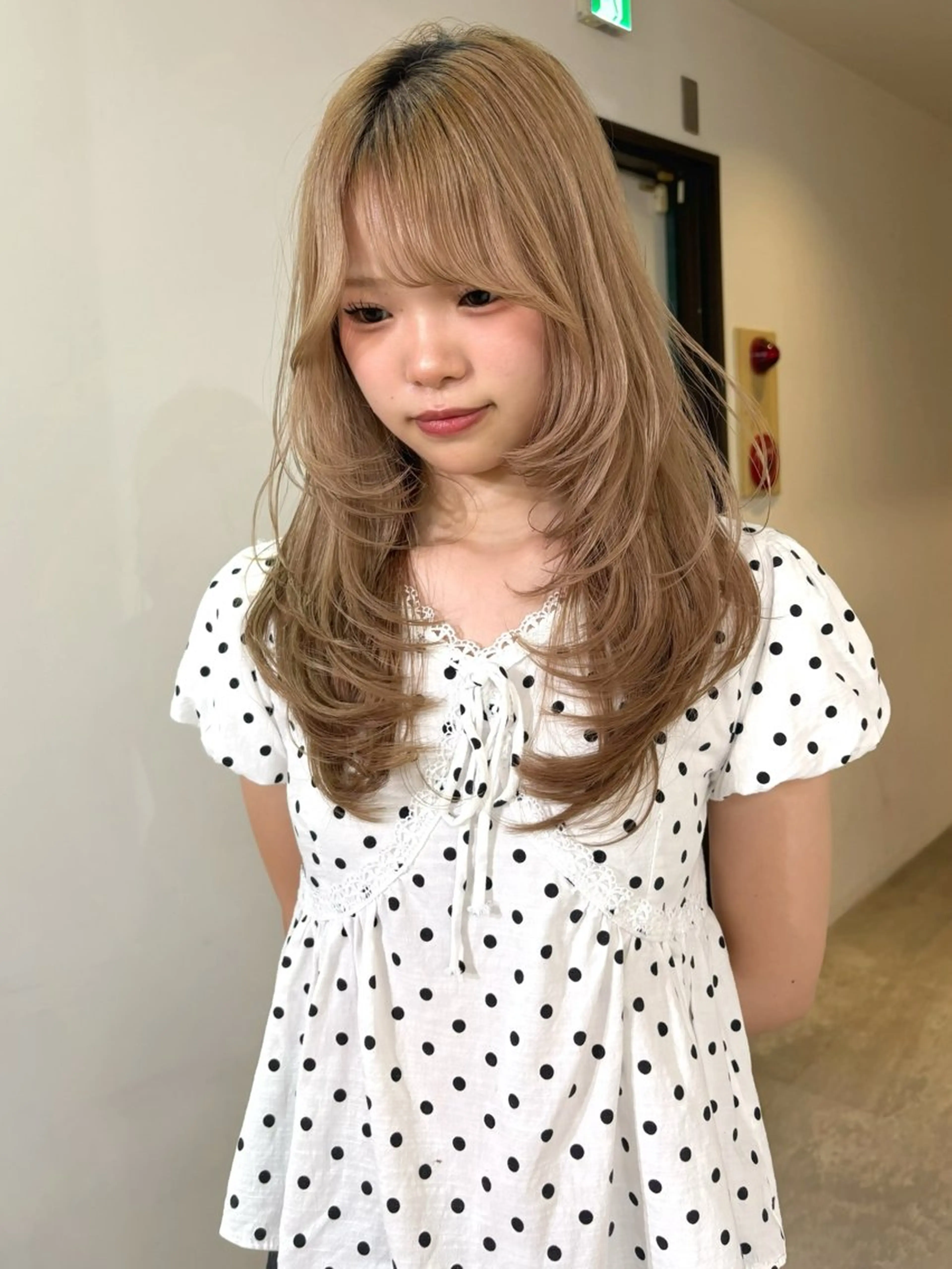 ロング カラー カット ヘアカラー mizuki/ピンク ベージュ.レイヤーのヘアスタイル