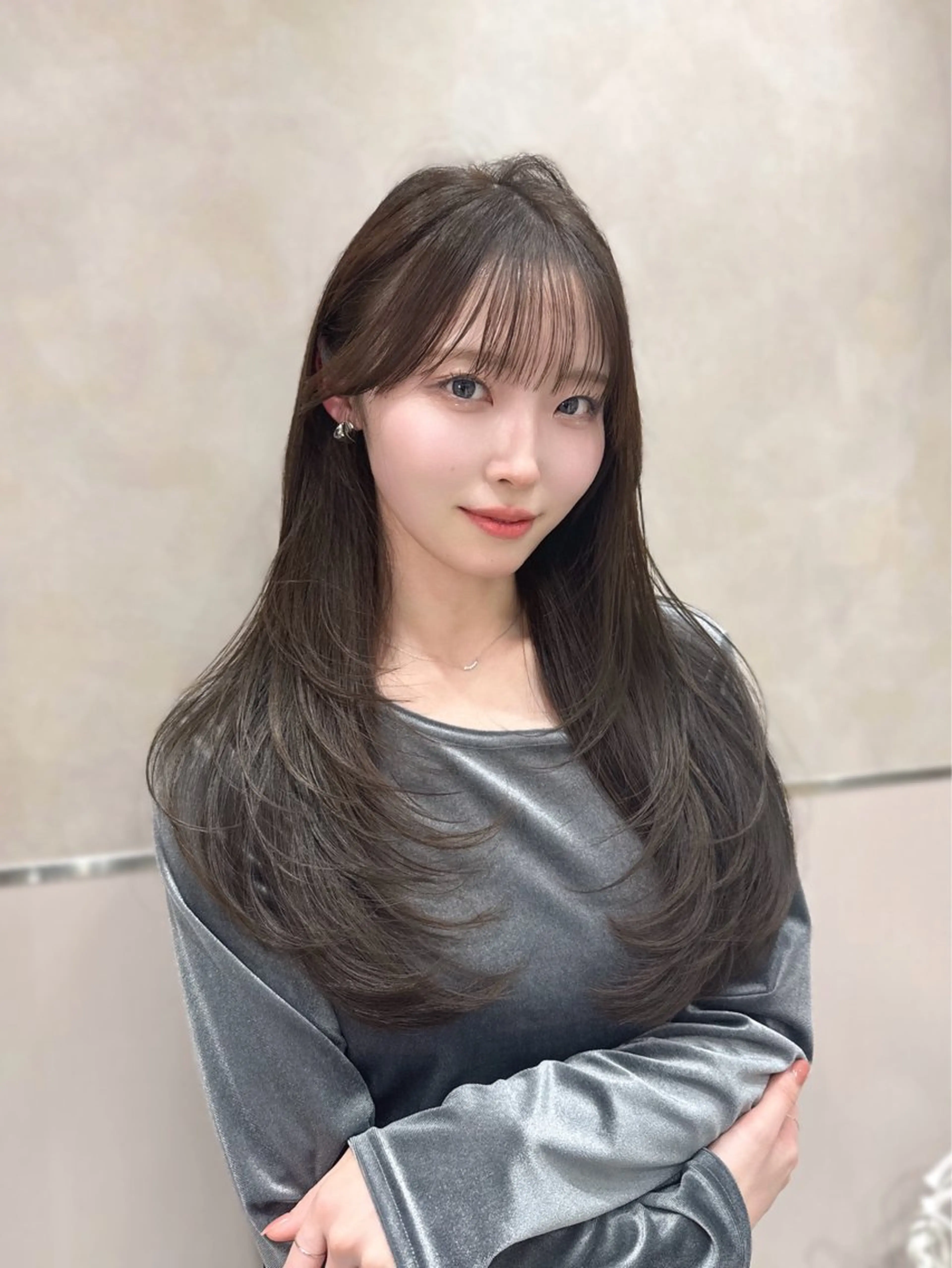 ミディアム カラー カット ヘアカラー トリートメント ヘッドスパ ヘアセット 韓国ヘア/レイヤー/ 顔まわり/りょーとのヘアスタイル