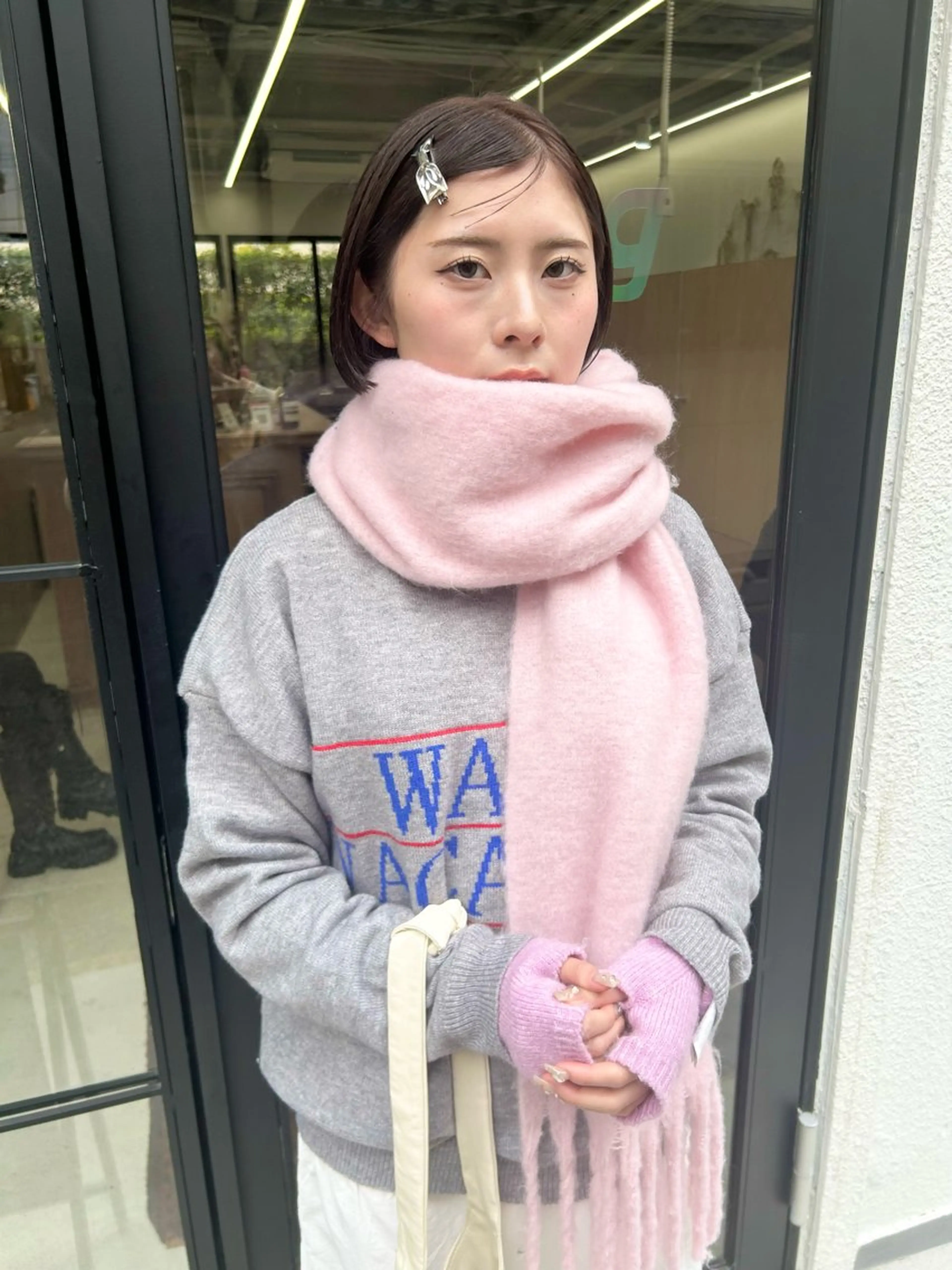 ショート カラー パーマ ヘアアレンジ ブリーチ 透明感カラー ブリーチなしカラー 髪と音処　マトぺ所属・デザインカラー/ボブ ブリーチカラー/ユリのヘアスタイル