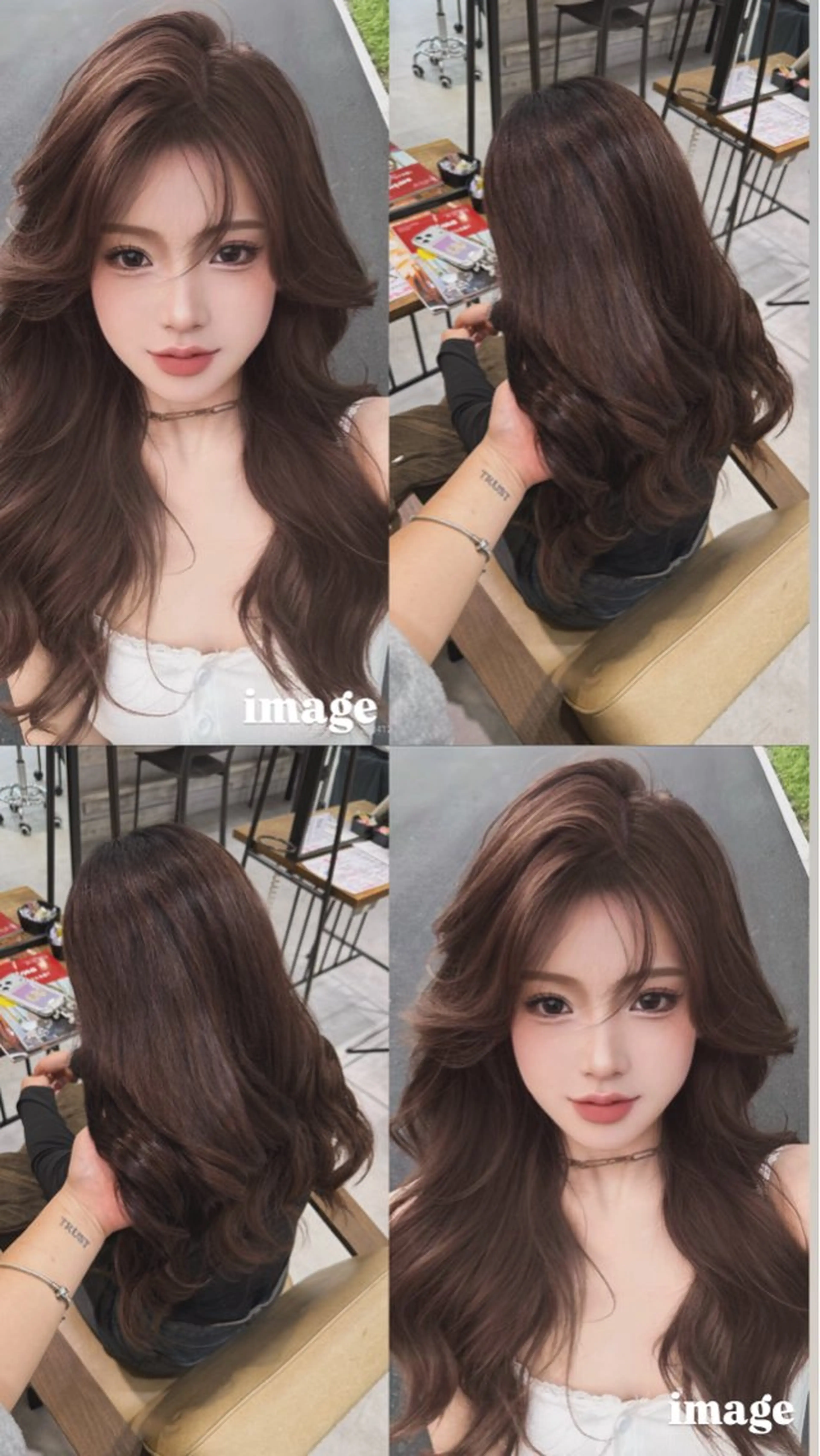 ロング カラー ブリーチ ブラウンカラー チョコレートブラウン ダブルカラー イルミナカラー ヘアカラー トリートメント Ouka/Wカラー/ 大人艶カラーのヘアスタイル