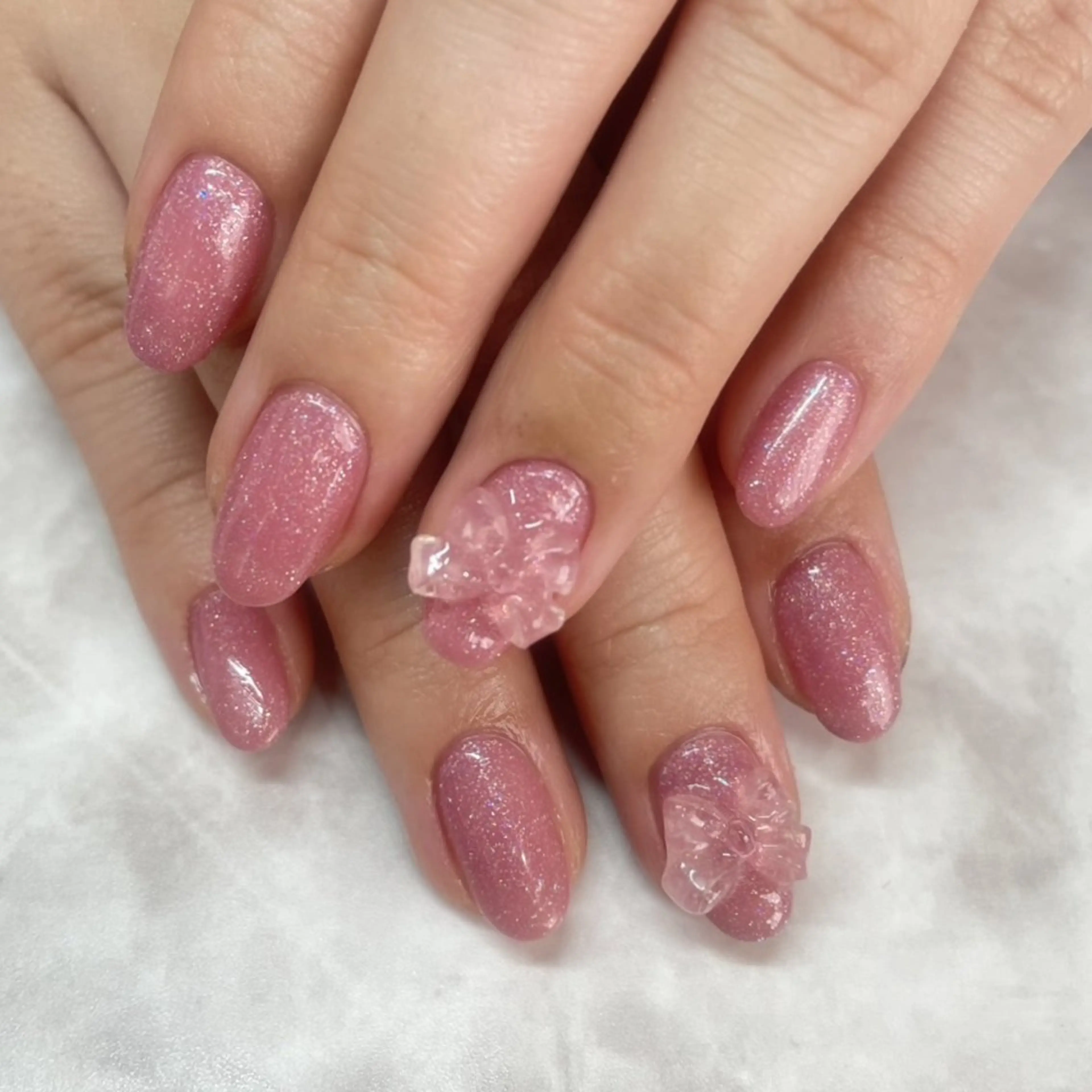 ネイル ピンク リボン ハンドネイル Beautiful Meかえでのネイルデザイン