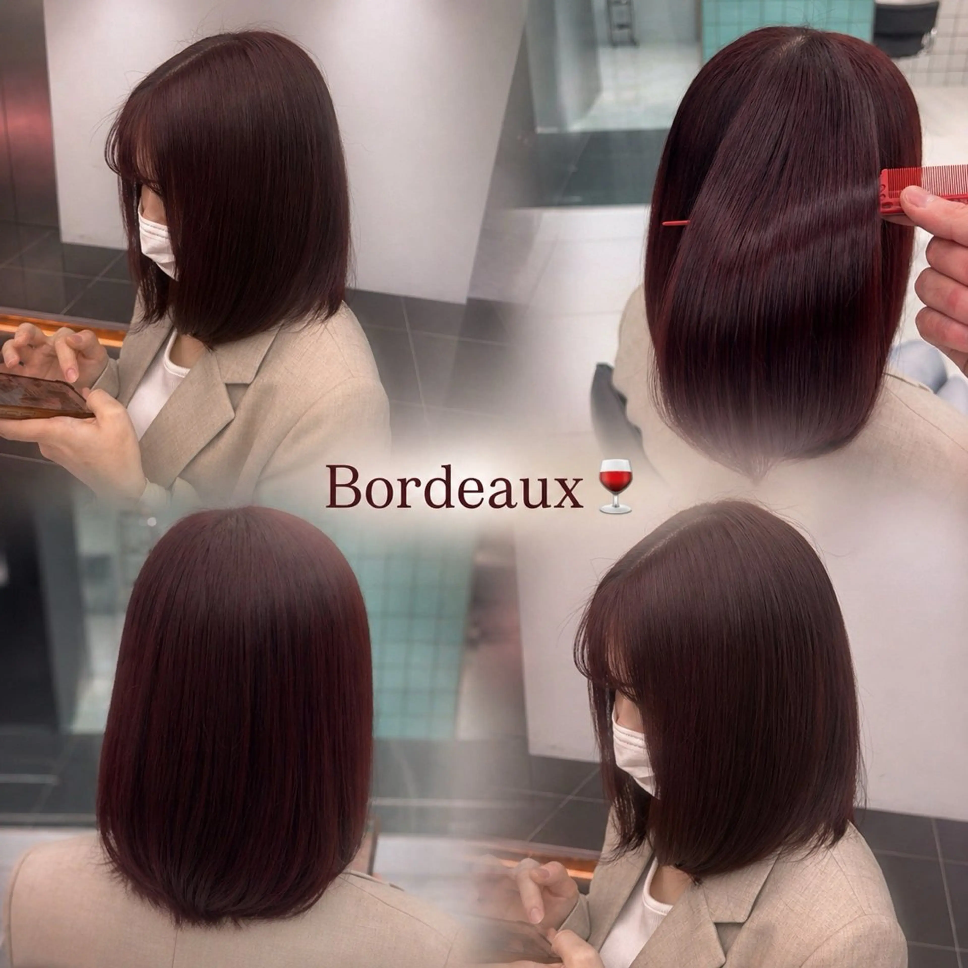 ミディアム カラー ボルドーカラー 透明感カラー ヘアカラー 宗形 建哉/渋谷のヘアスタイル