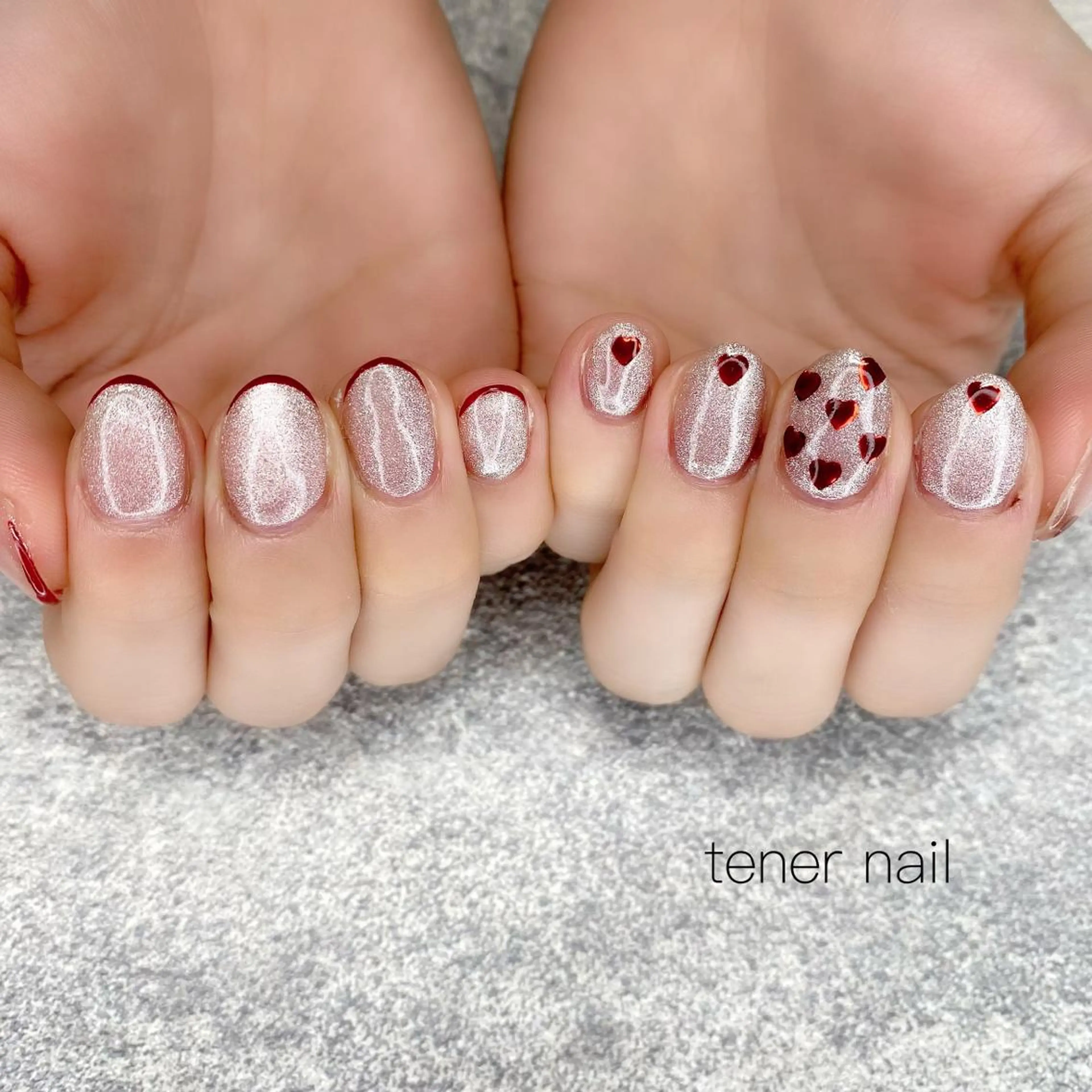ネイル フレンチネイル ハート テネルネイル tener nailのネイルデザイン