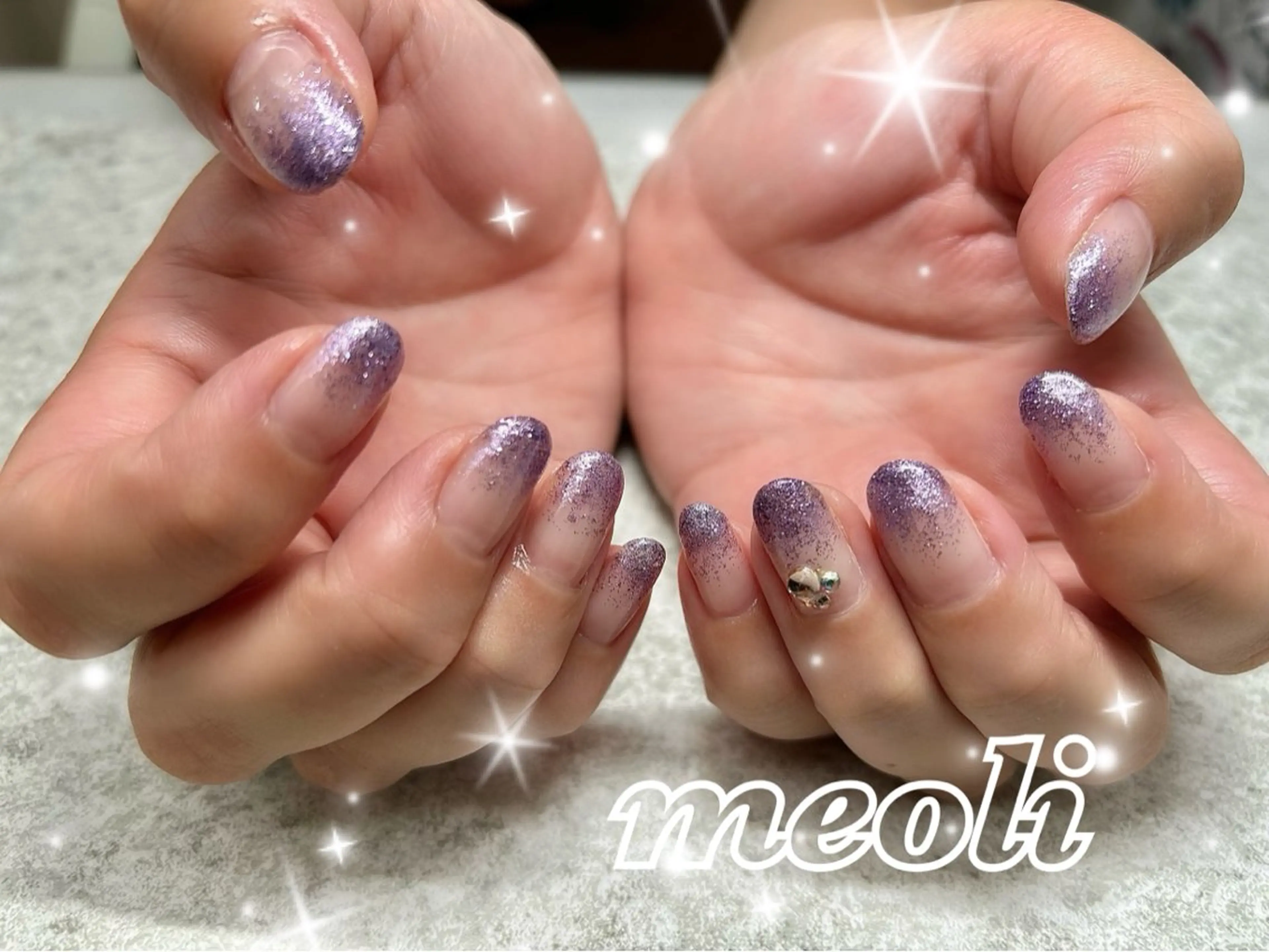 ネイル グラデーション ハロウィン ラメ(グリッター) ラメグラデーション ハンドネイル nail salon meoli　アヤのネイルデザイン