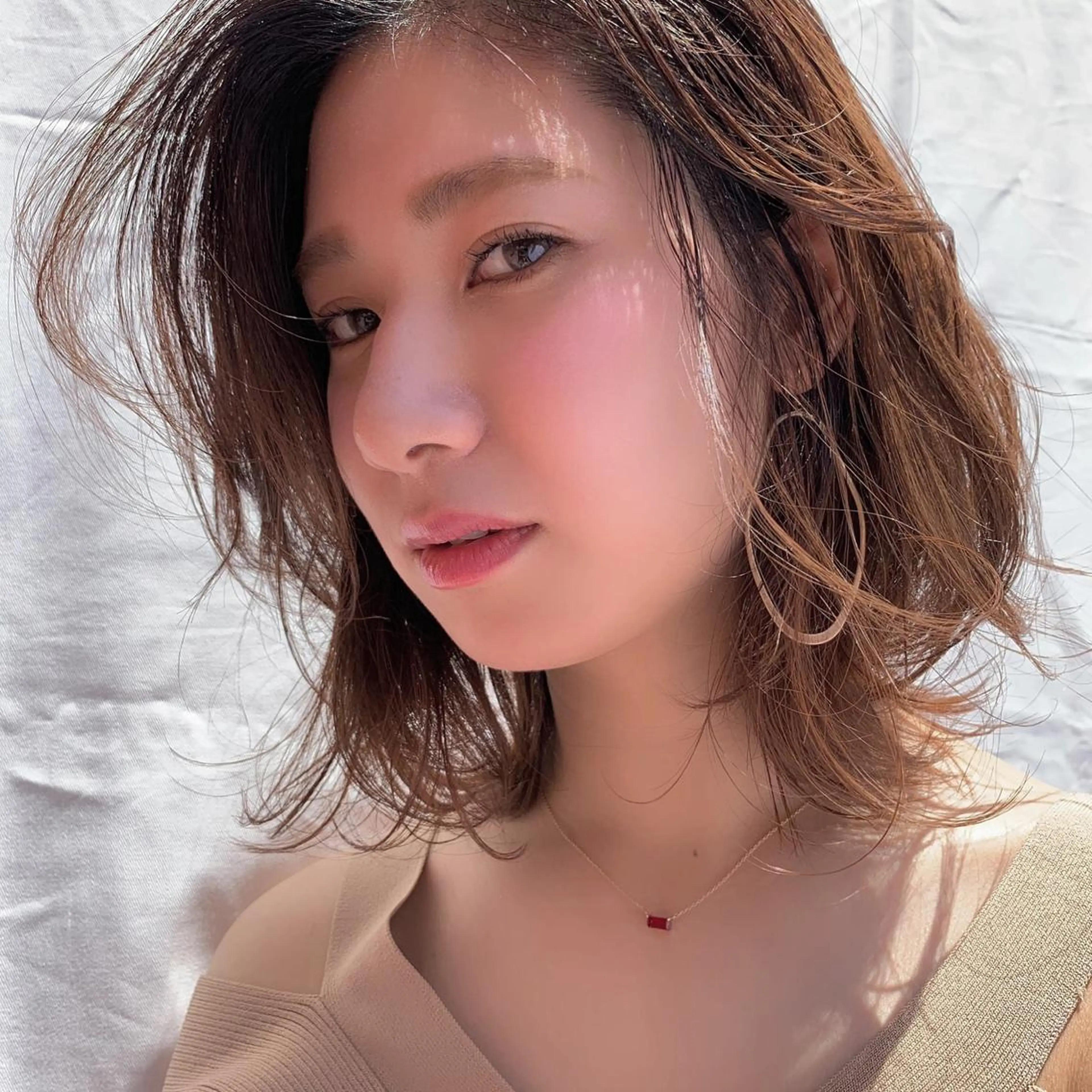 ショート カラー ボブ 薬院:今泉/上川美幸 ボブ/顔周りレイヤーのヘアスタイル