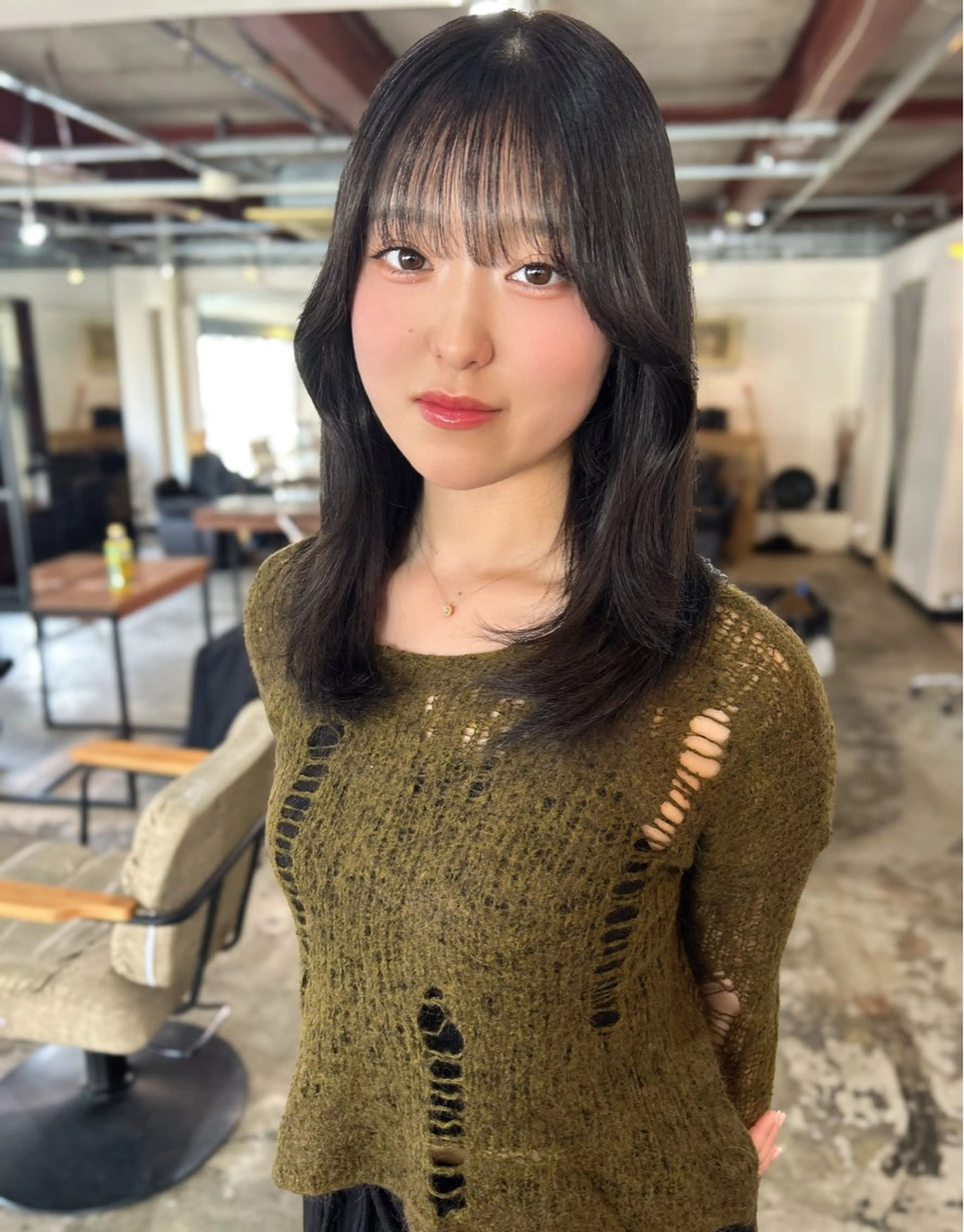 ミディアム カラー カット ヘアカラー トリートメント ダブルカラー/ 艶髪/SHISEIのヘアスタイル