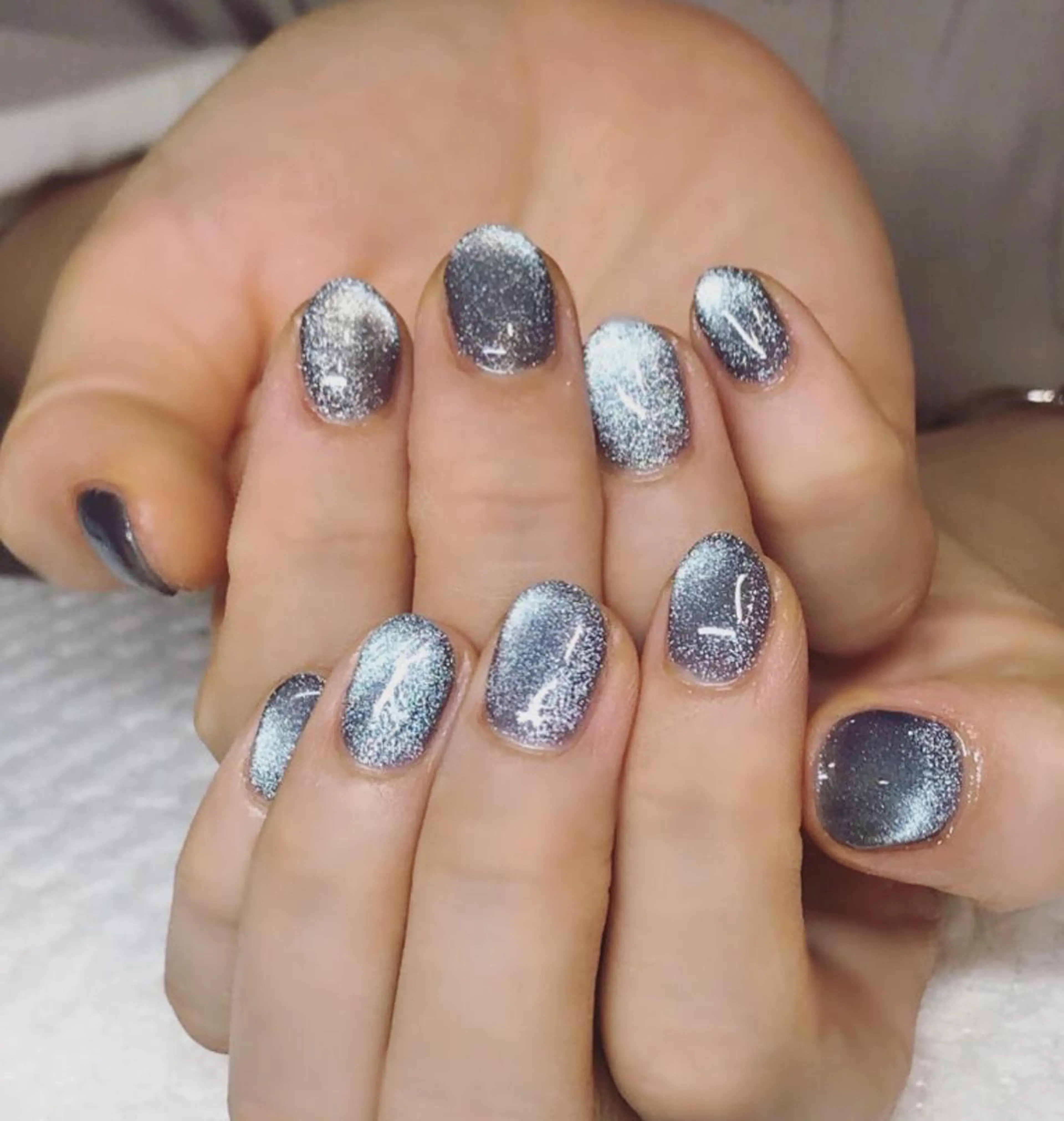 ネイル ブルー ジェルネイル キラキラネイル マグネットネイル シンプルネイル Nyanco Nailのネイルデザイン