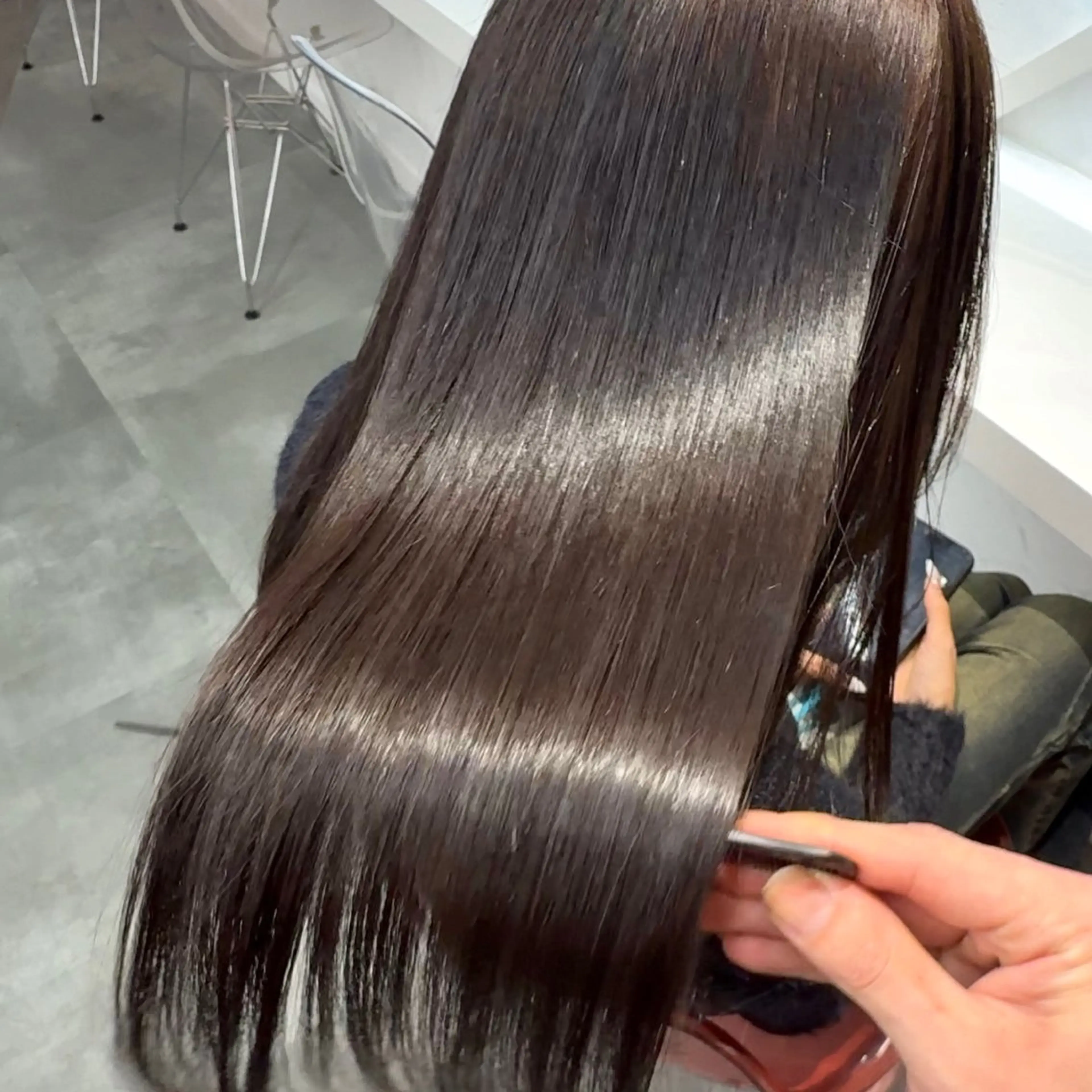 ロング カラー カット 縮毛矯正 トリートメント 山崎/ボブ縮毛矯正 レイヤー髪質改善のヘアスタイル