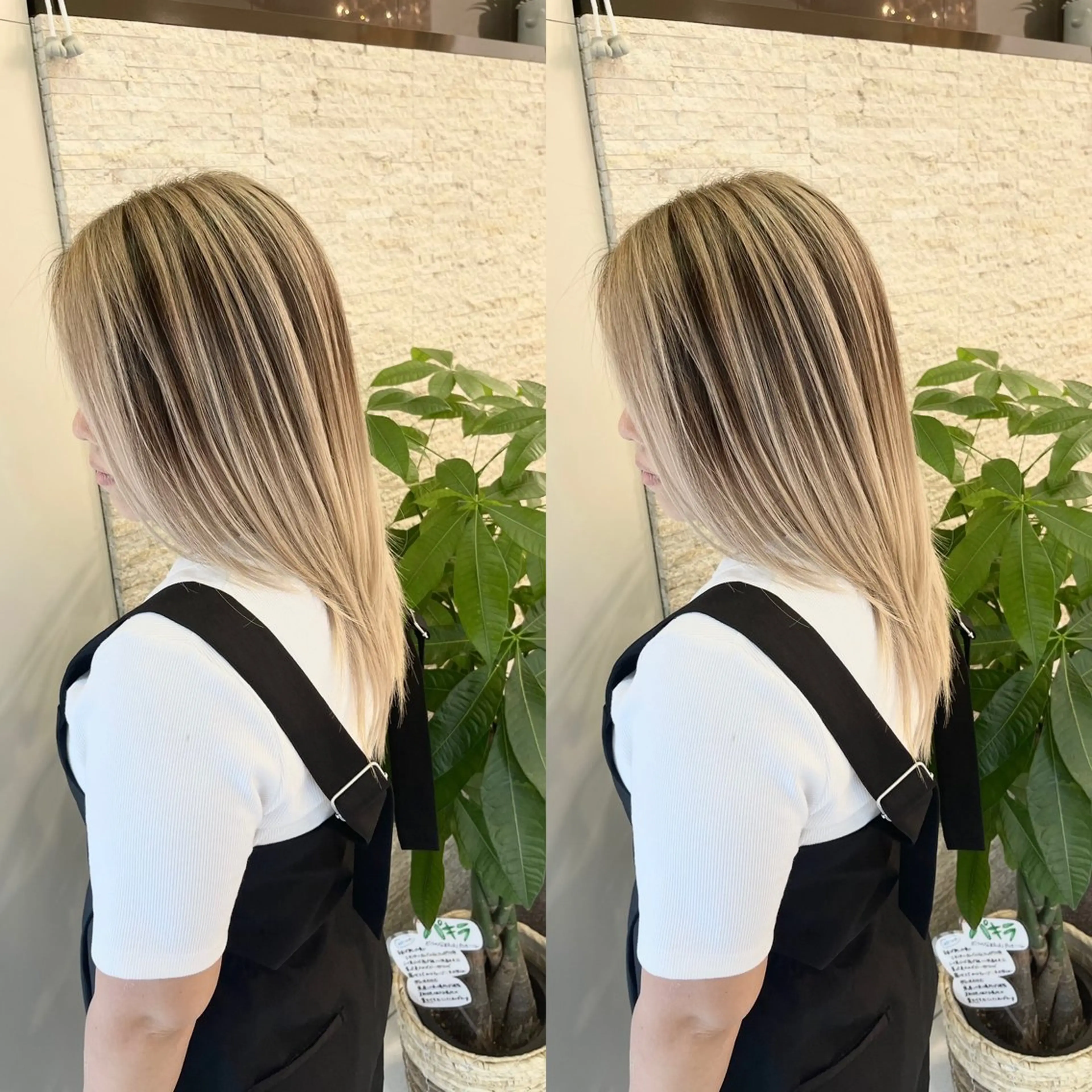 セミロング ヘアカラー Y Uのヘアスタイル