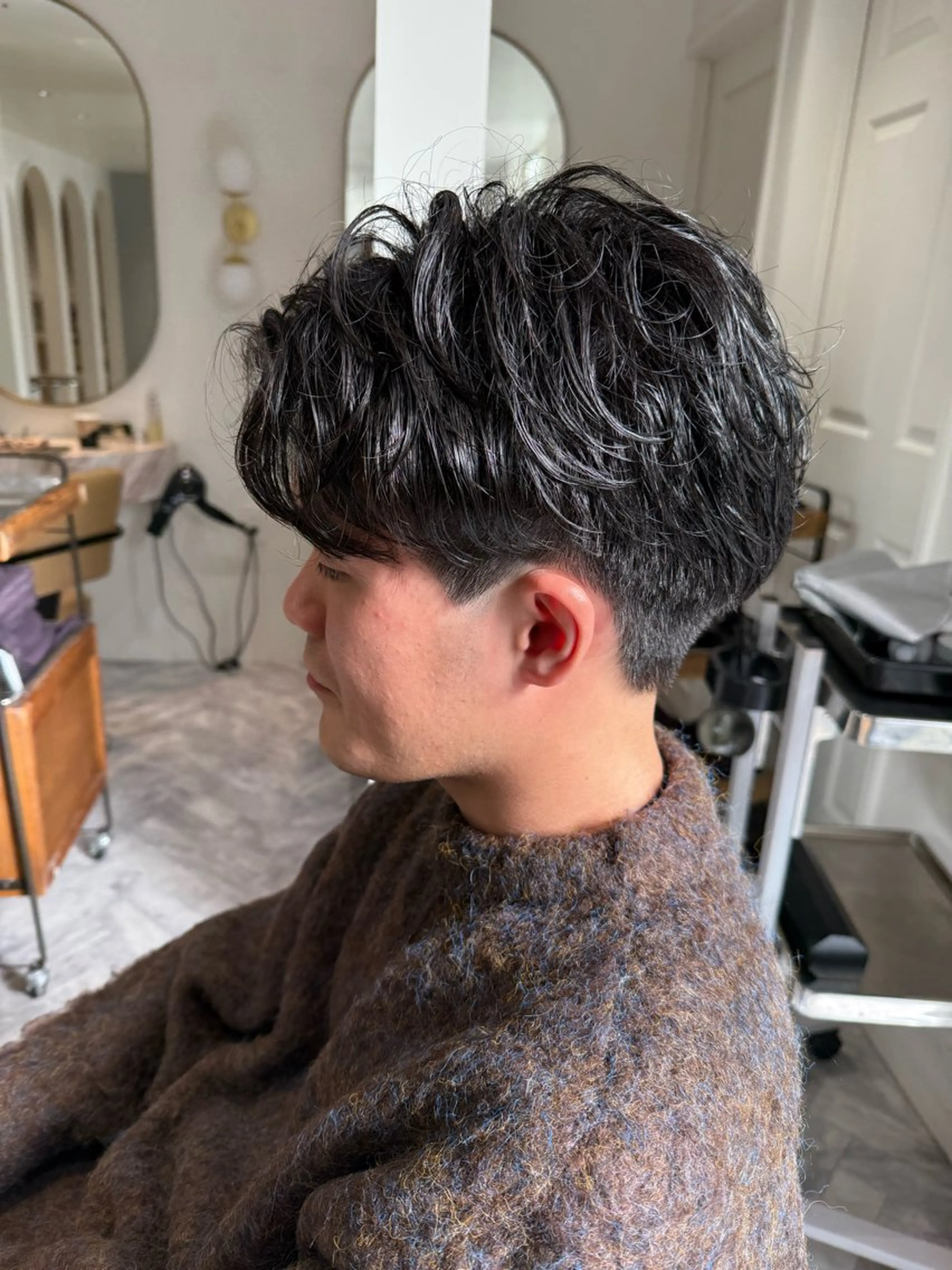 パーマ メンズ カット パーマ ミルクティー× グレージュMOMOのヘアスタイル