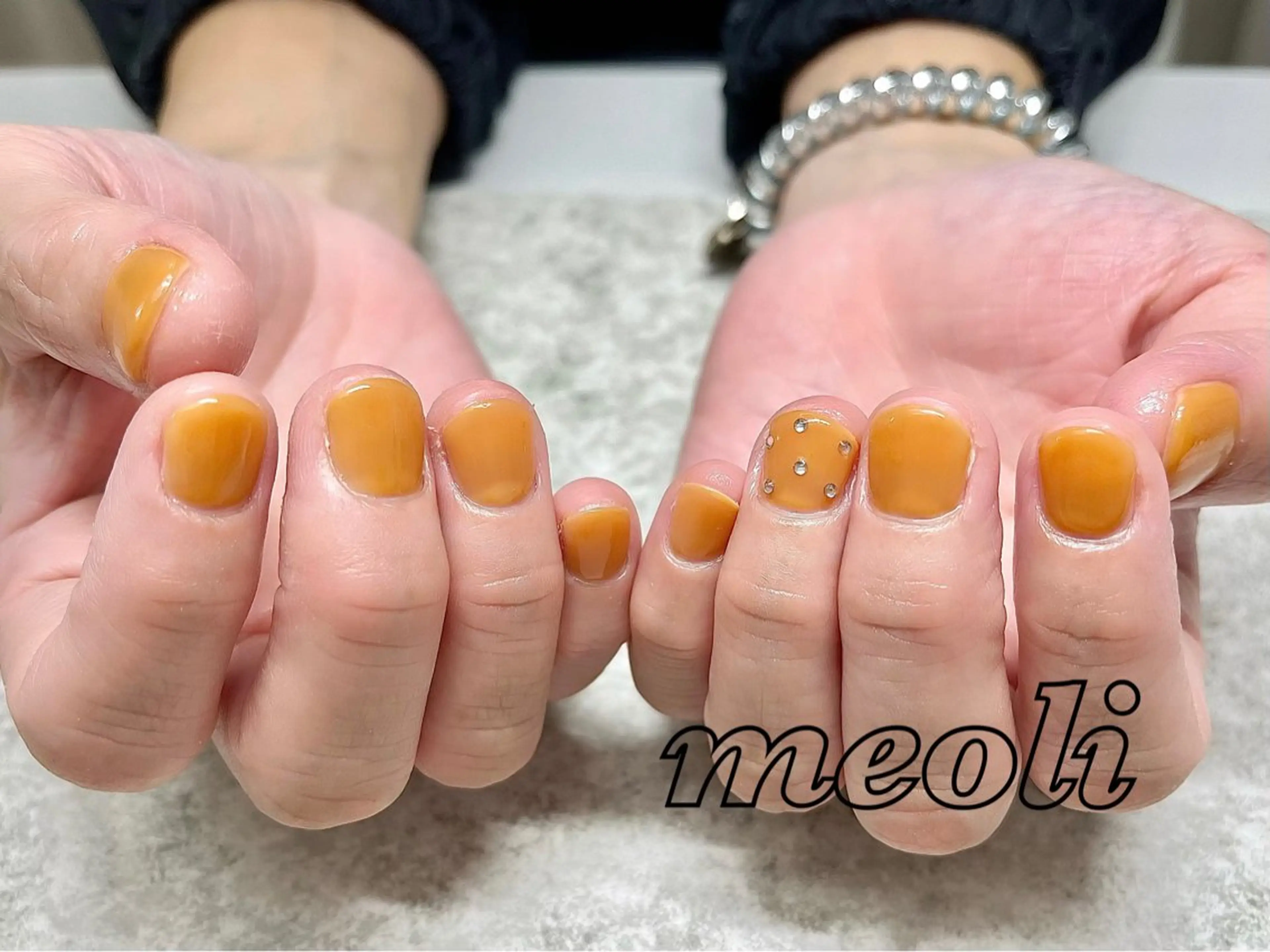 ネイル アートネイル ラメ(グリッター) ショートネイル ストーンネイル ハンドネイル nail salon meoli　アヤのネイルデザイン