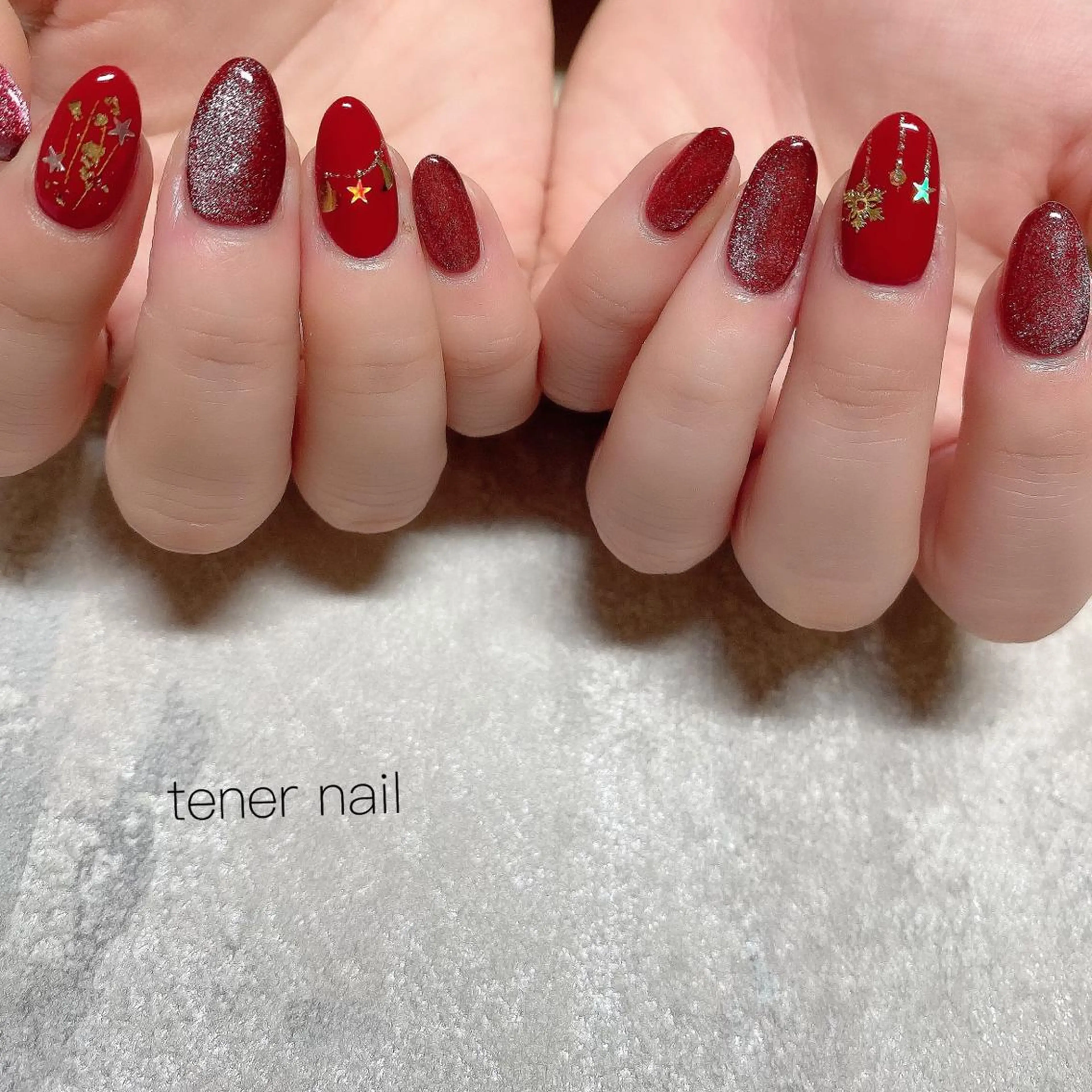 ネイル 赤色 冬ネイル クリスマス テネルネイル tener nailのネイルデザイン