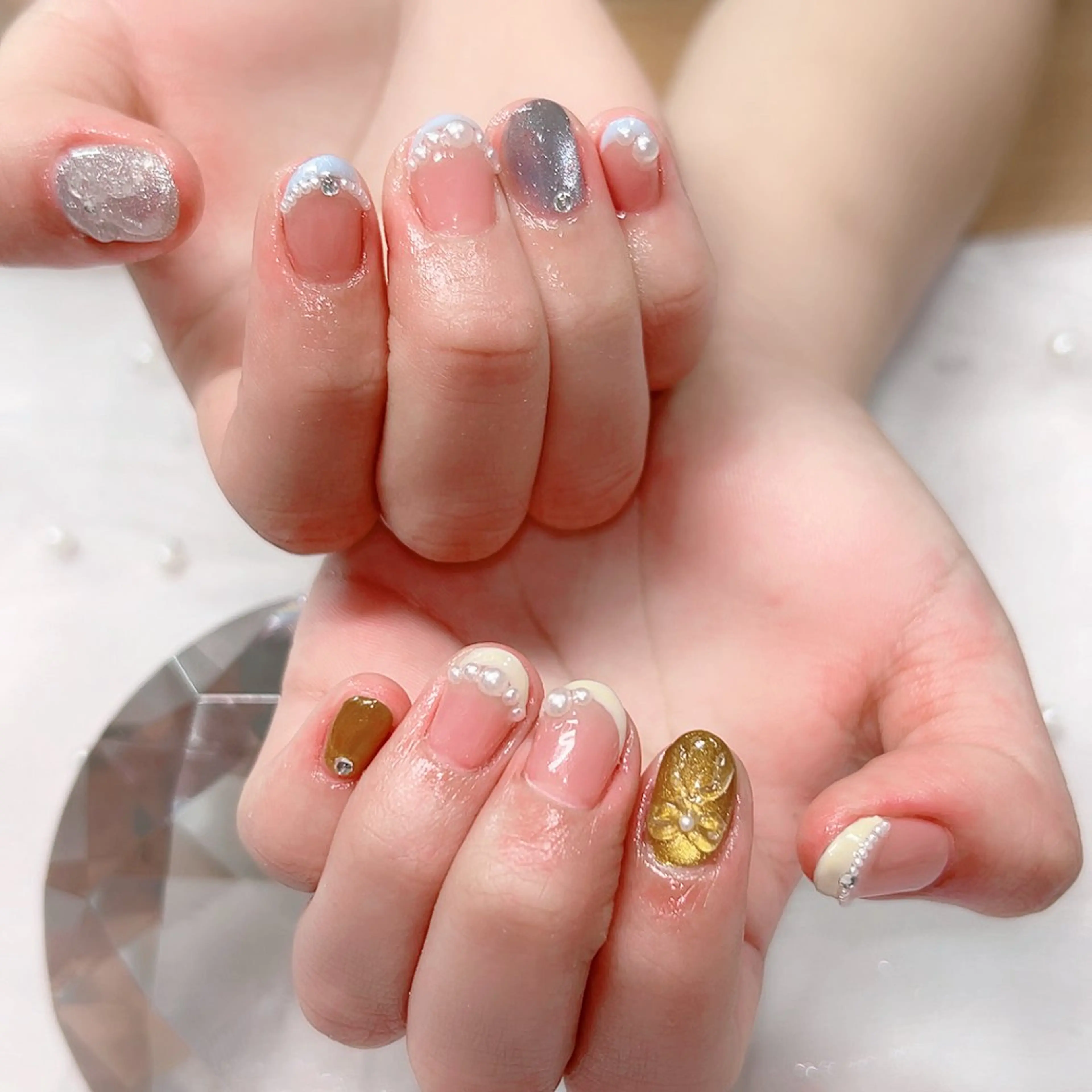ネイル フレンチネイル マグネットネイル リボン Cute Tips nailのネイルデザイン