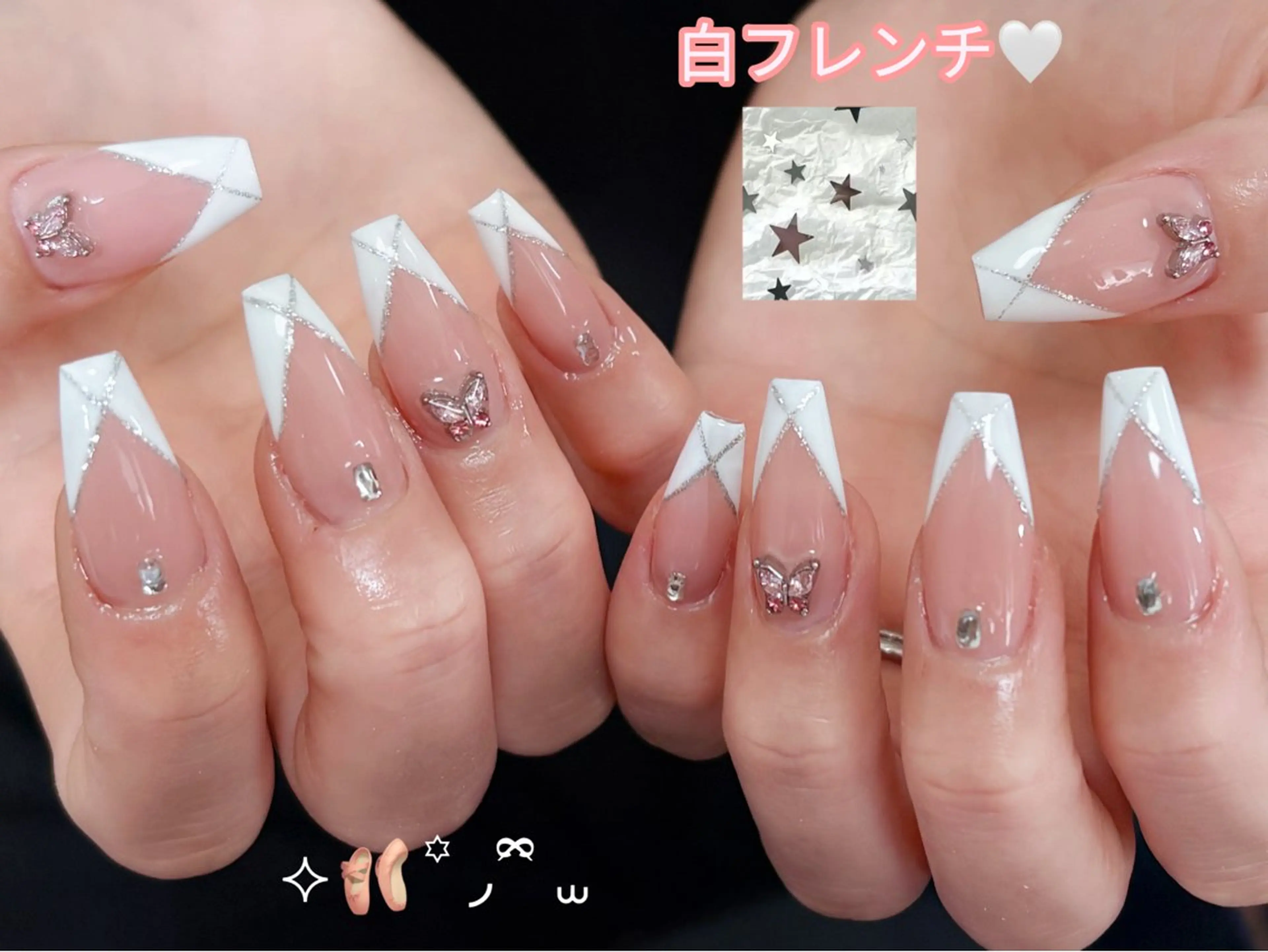 ネイル 桜ネイル フレンチネイル ジェルネイル ガラスフレンチ グラデーション ハンドネイル E3 Nail Salonのネイルデザイン