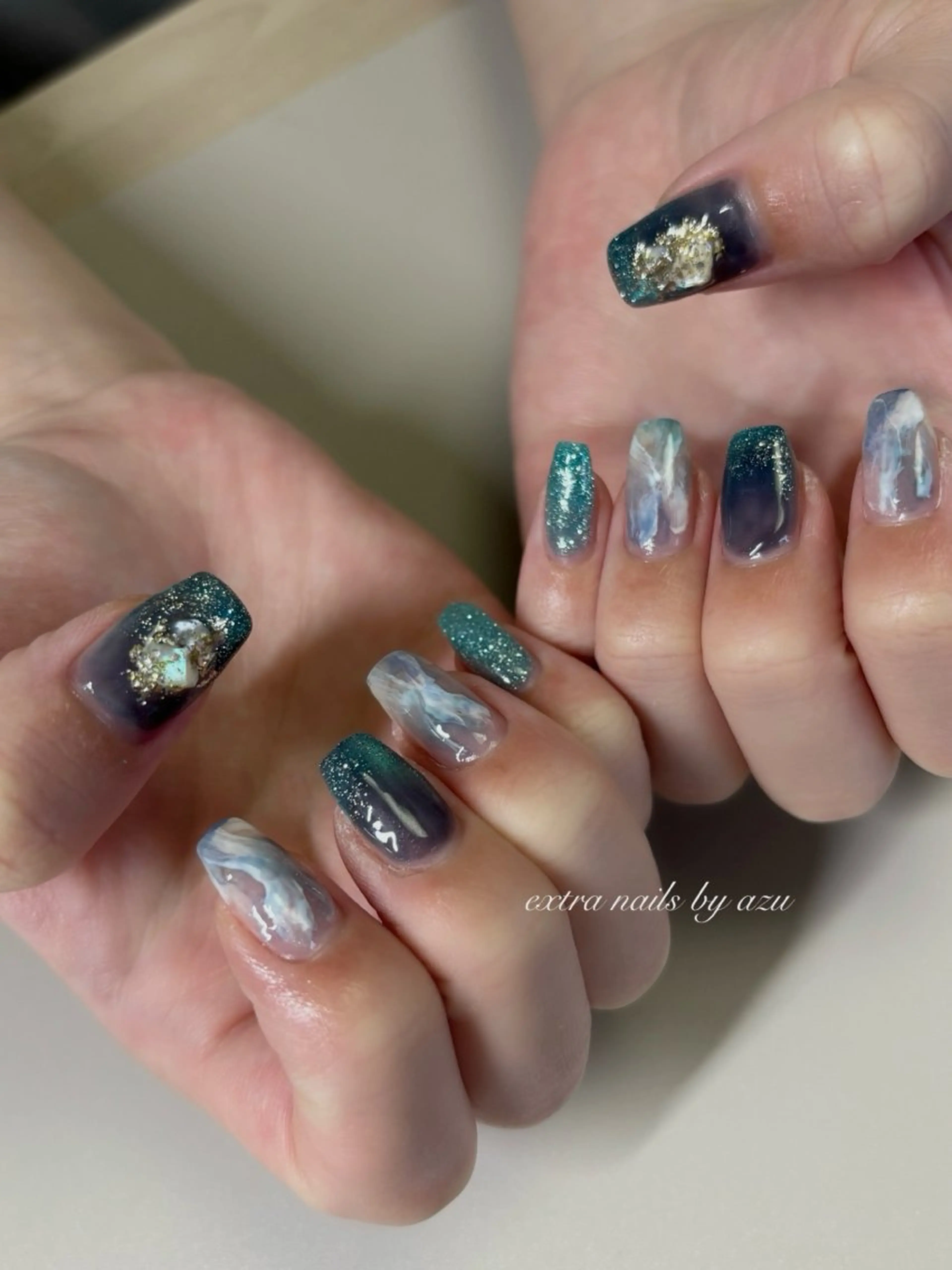 ネイル マグネットネイル 夏ネイル ハンドネイル extranails ／lemellaのネイルデザイン