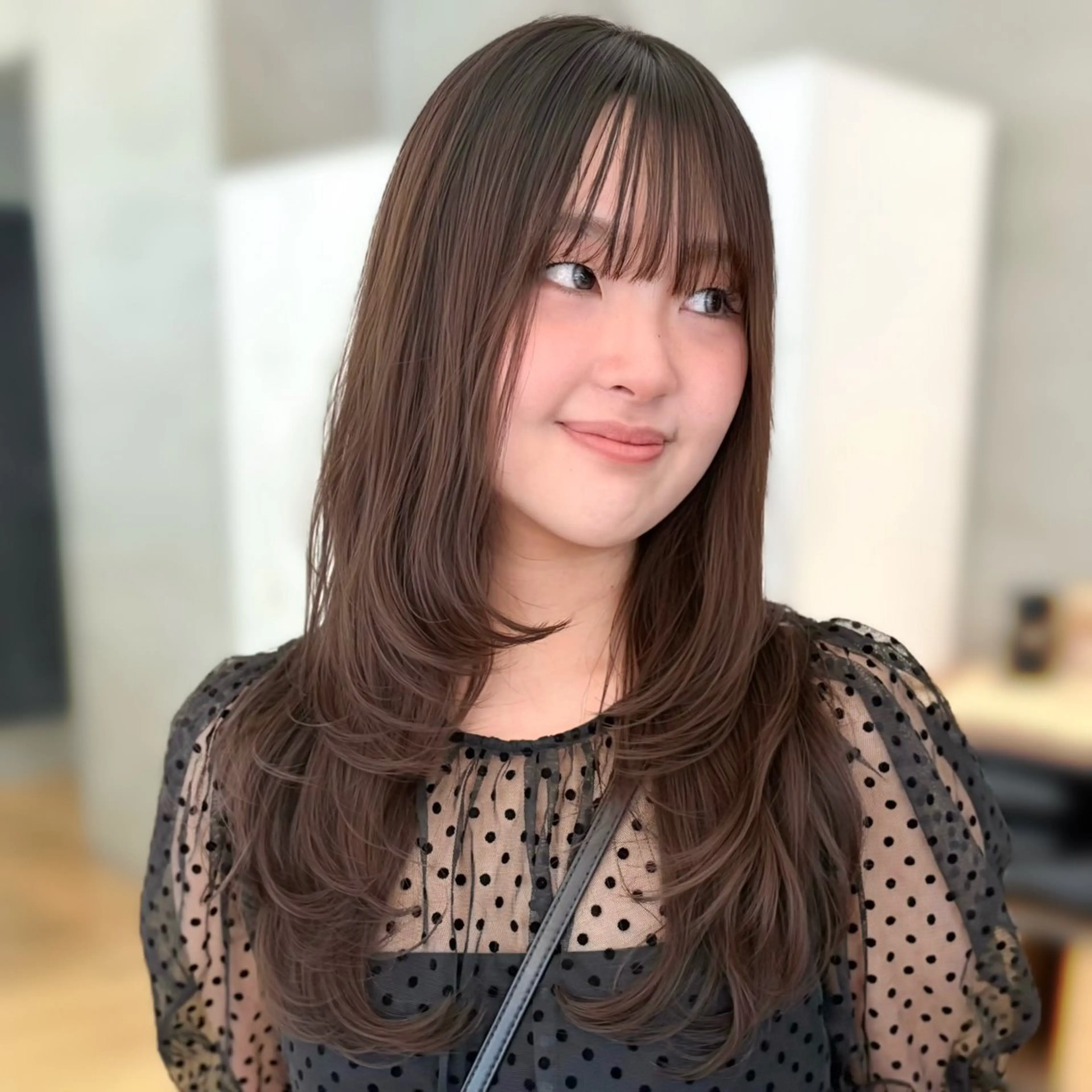 ロング カラー ブラウンカラー くびれヘア レイヤーカット ロング 梅田美容室/レイヤー /ベージュ/miyuのヘアスタイル