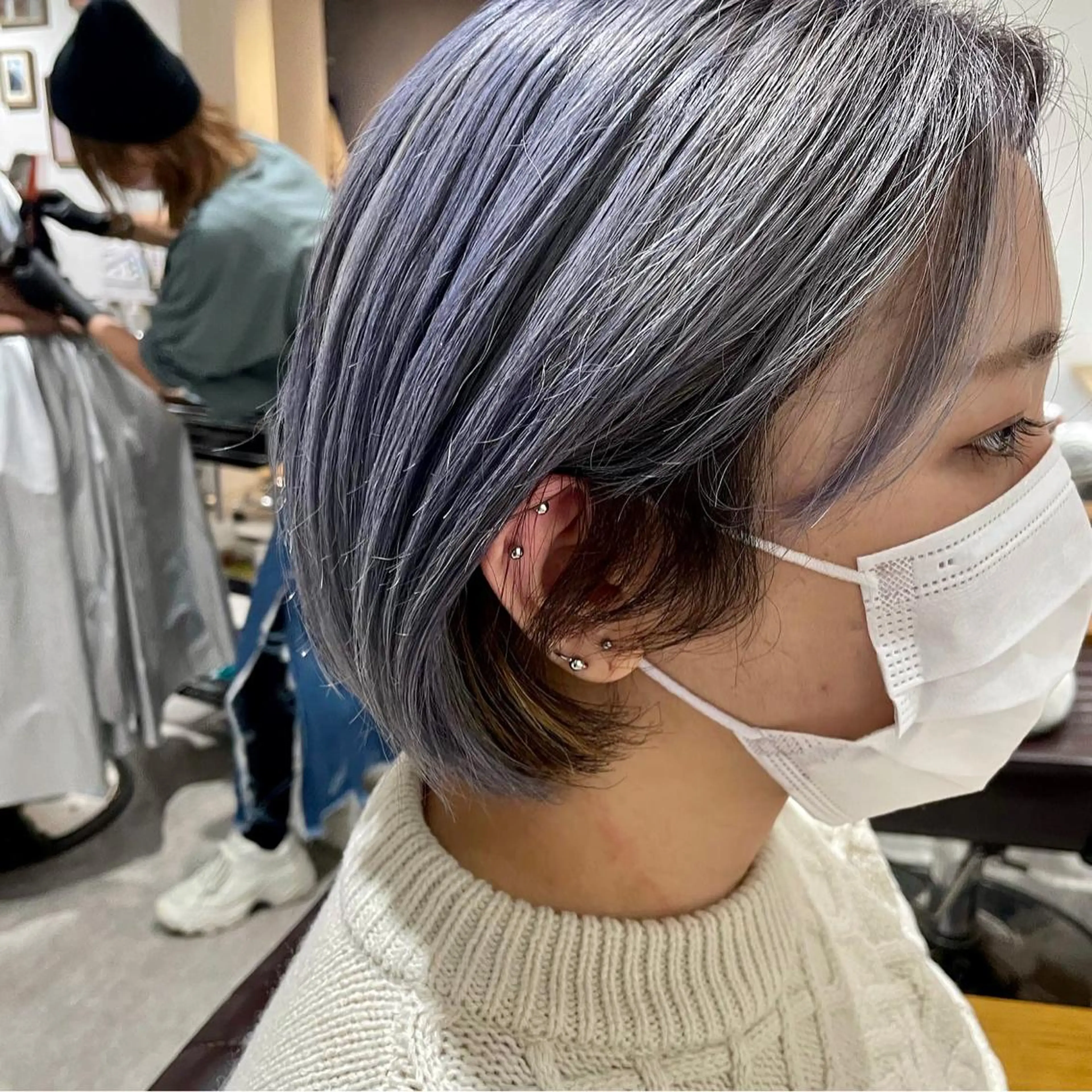 ショート カラー ブリーチ 透明感カラー ダブルカラー インナーカラー ブリーチなしカラー 川崎のカラー職人🥣 kentaのヘアスタイル
