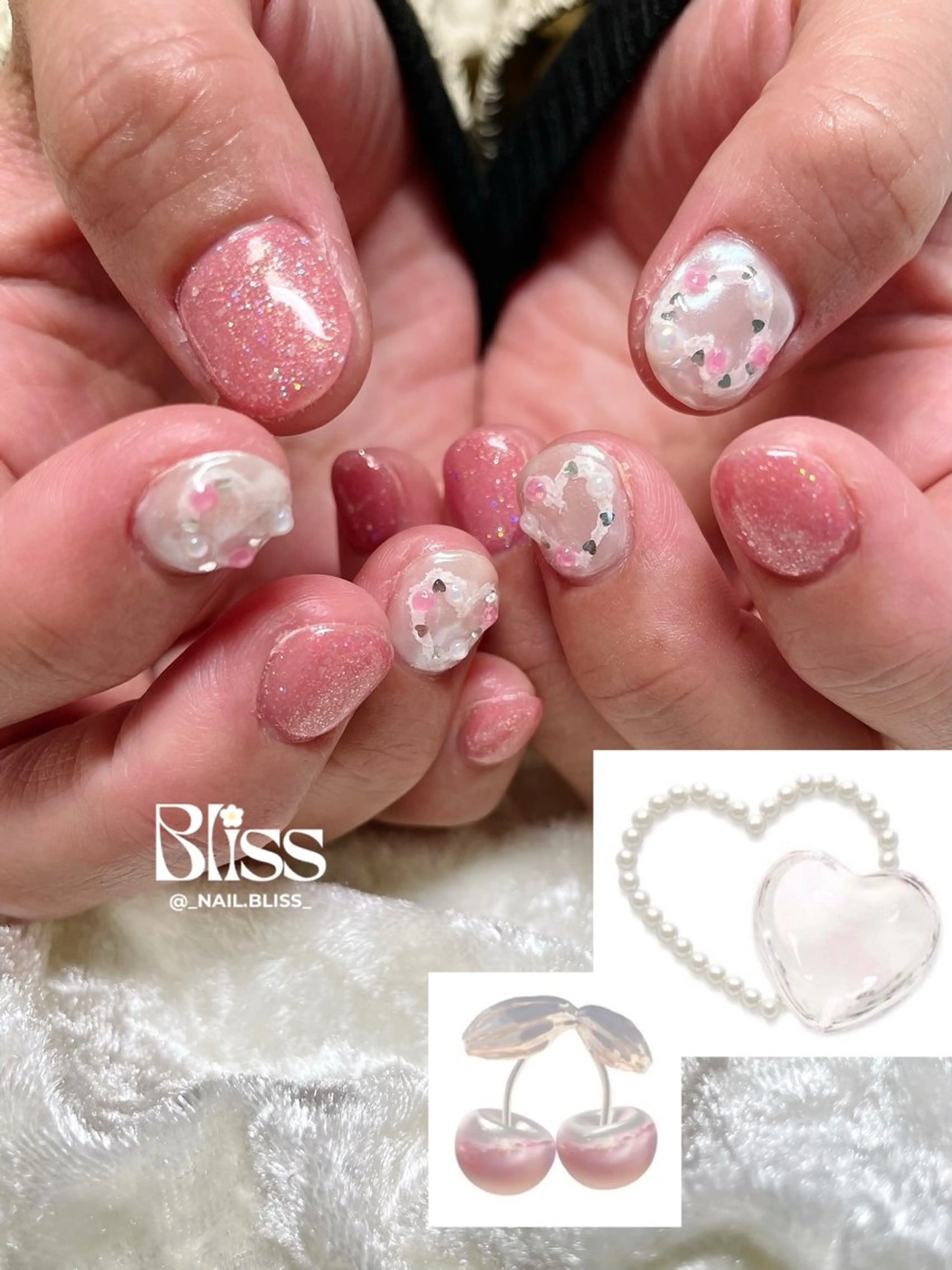 ネイル ジェルネイル ハート ハンドネイル NAIL BLISSのネイルデザイン