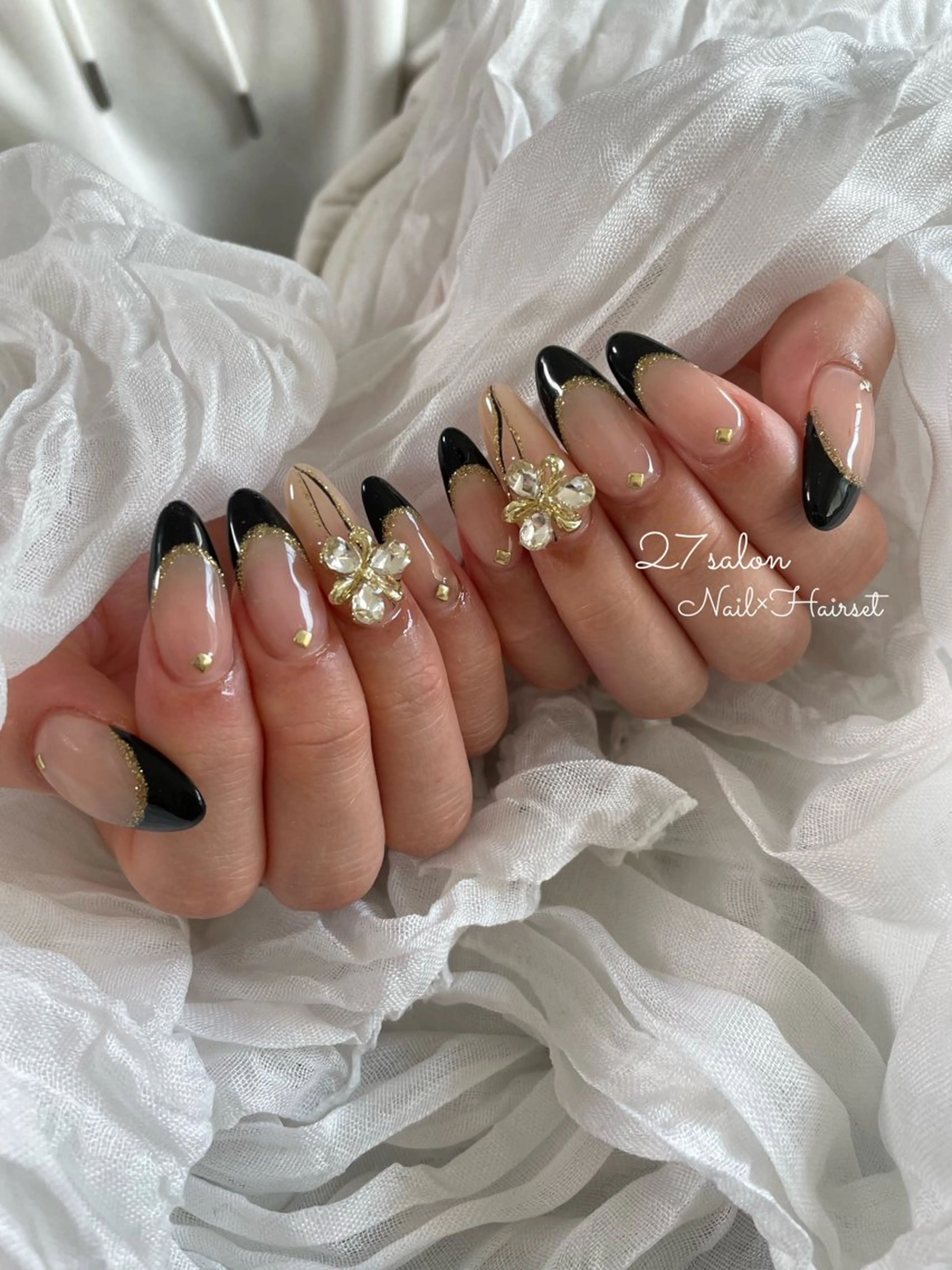 ネイル 成人式 フラッシュネイル フレンチネイル 27salon yuinaのネイルデザイン