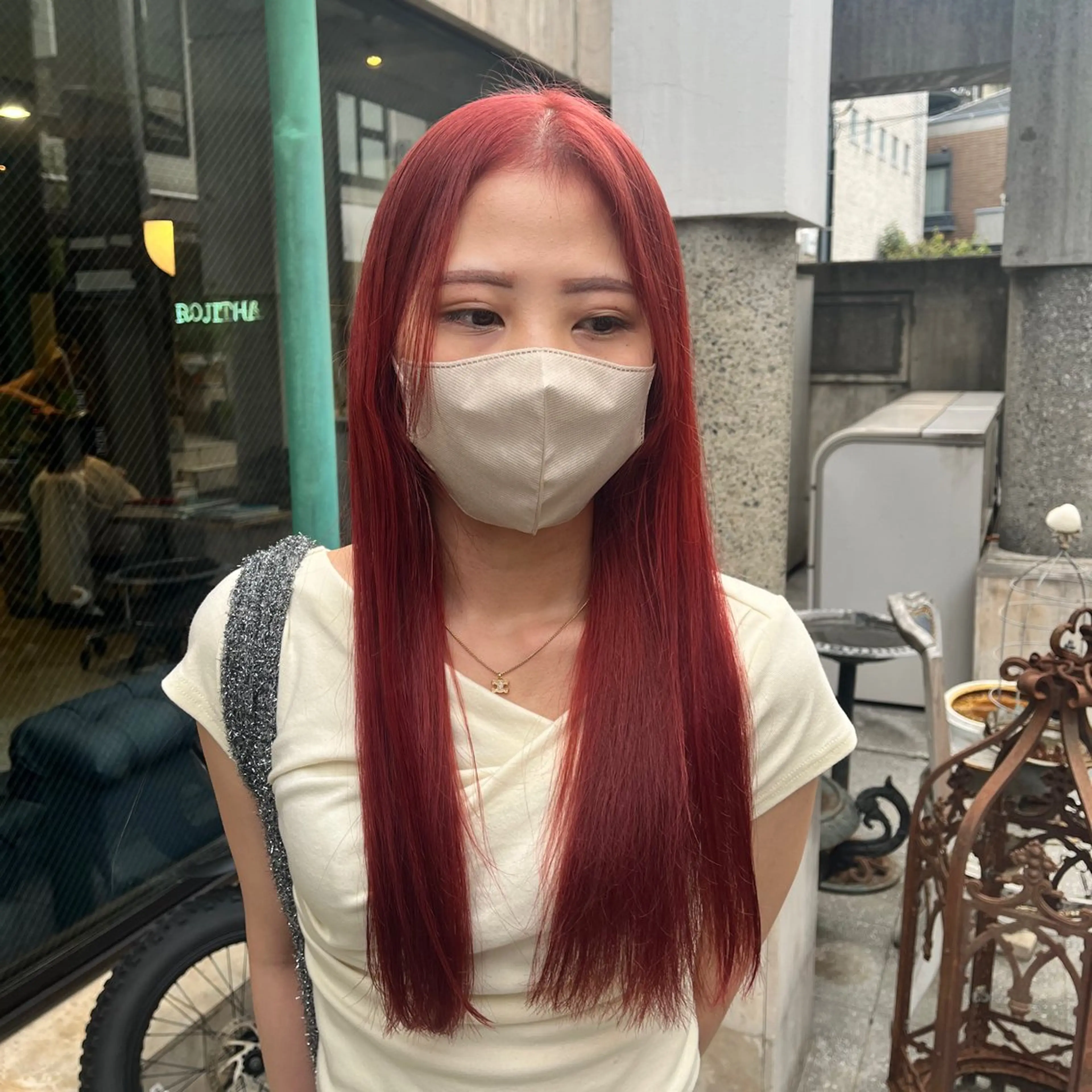 ロング カラー ブリーチ オレンジ レッドカラー ロング ⚜️ブリーチ× 透明感✨Hayatoのヘアスタイル