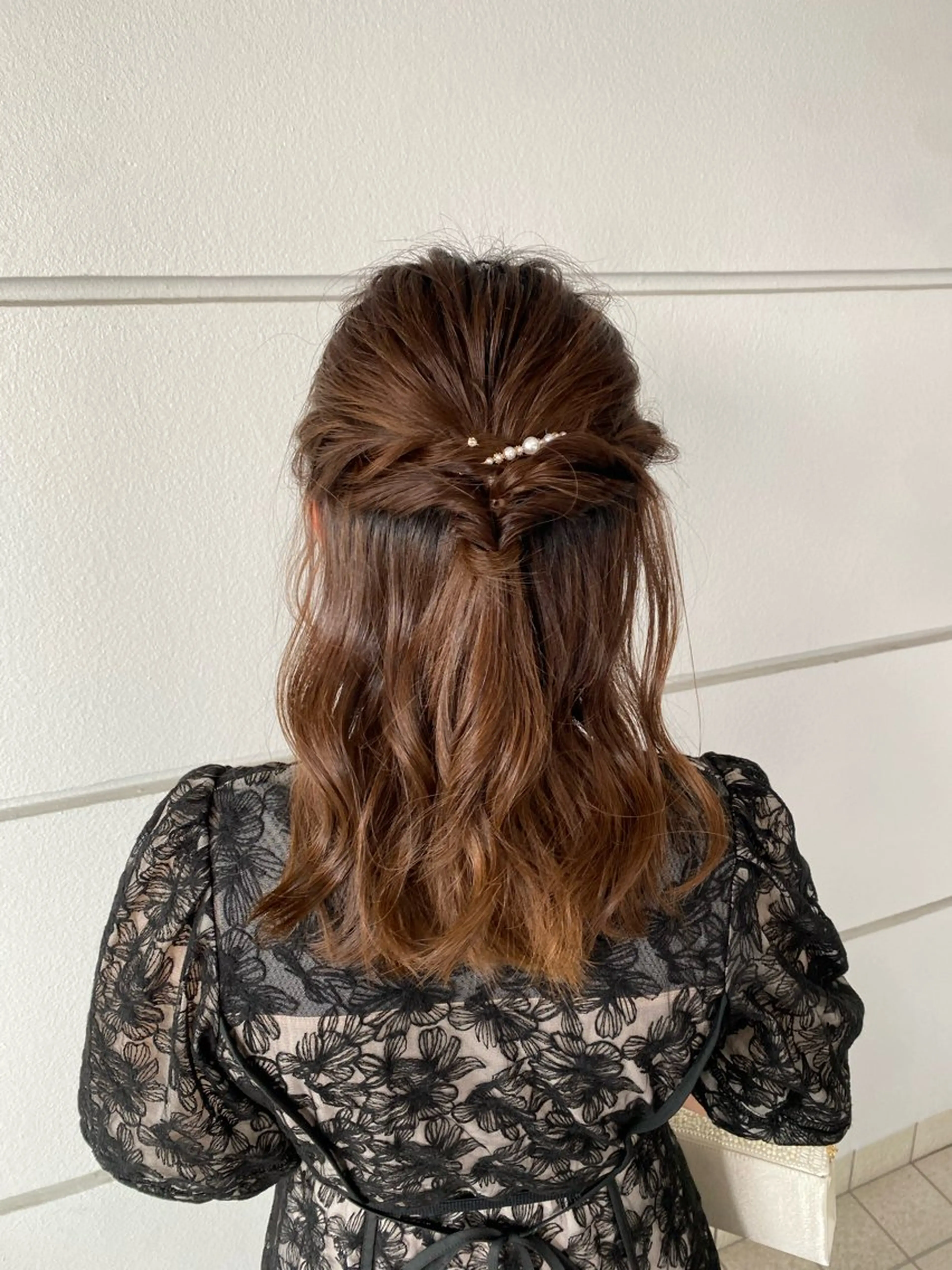 ミディアム ヘアアレンジ ハーフアップ ヘアセット 髪質改善特化🥣🫧 天神美容室のヘアスタイル