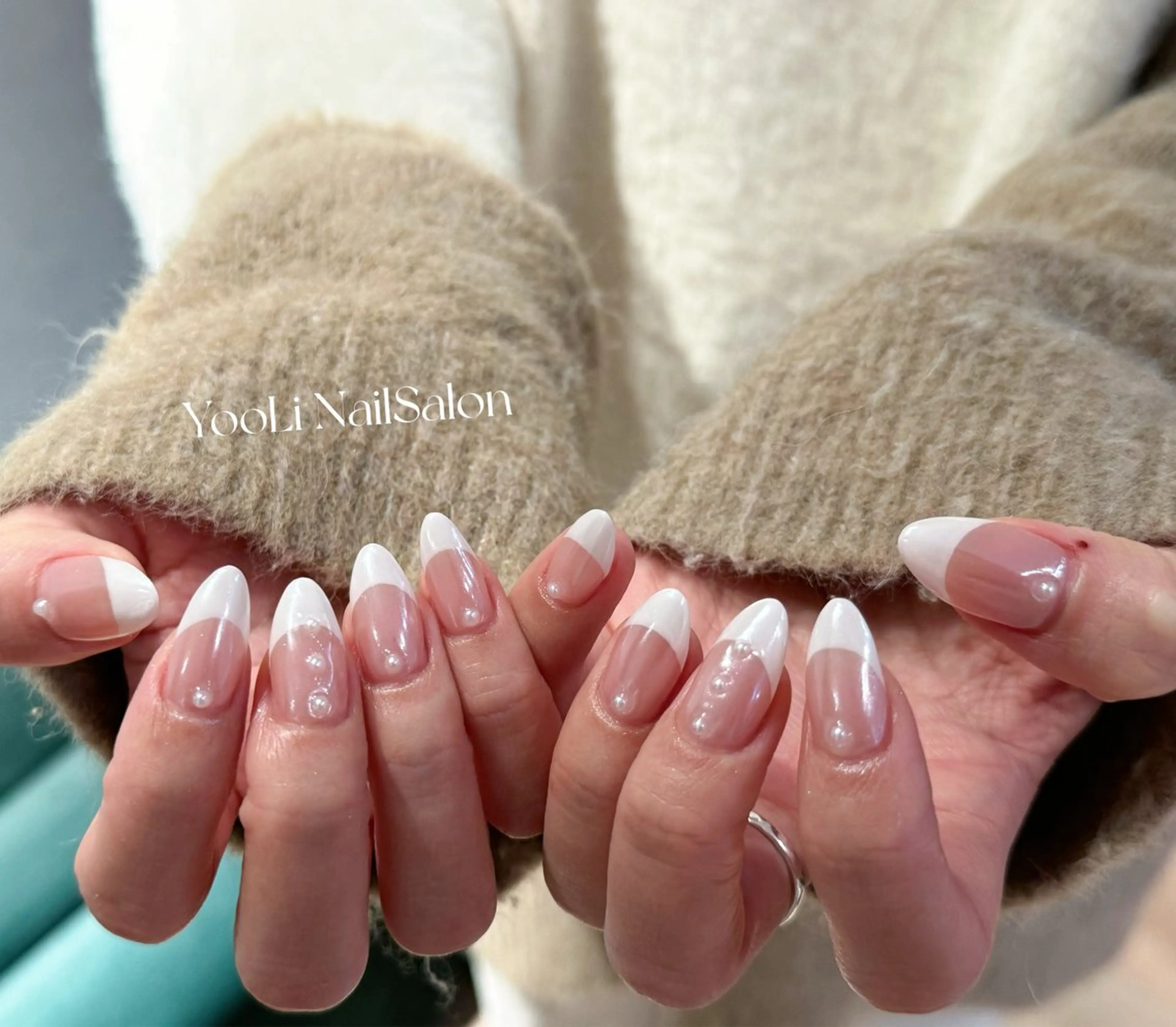 ネイル アートネイル オーロラネイル チークネイル フレンチネイル ガラスフレンチ ハンドネイル 🎀🎀YooLi Nail Salonのネイルデザイン