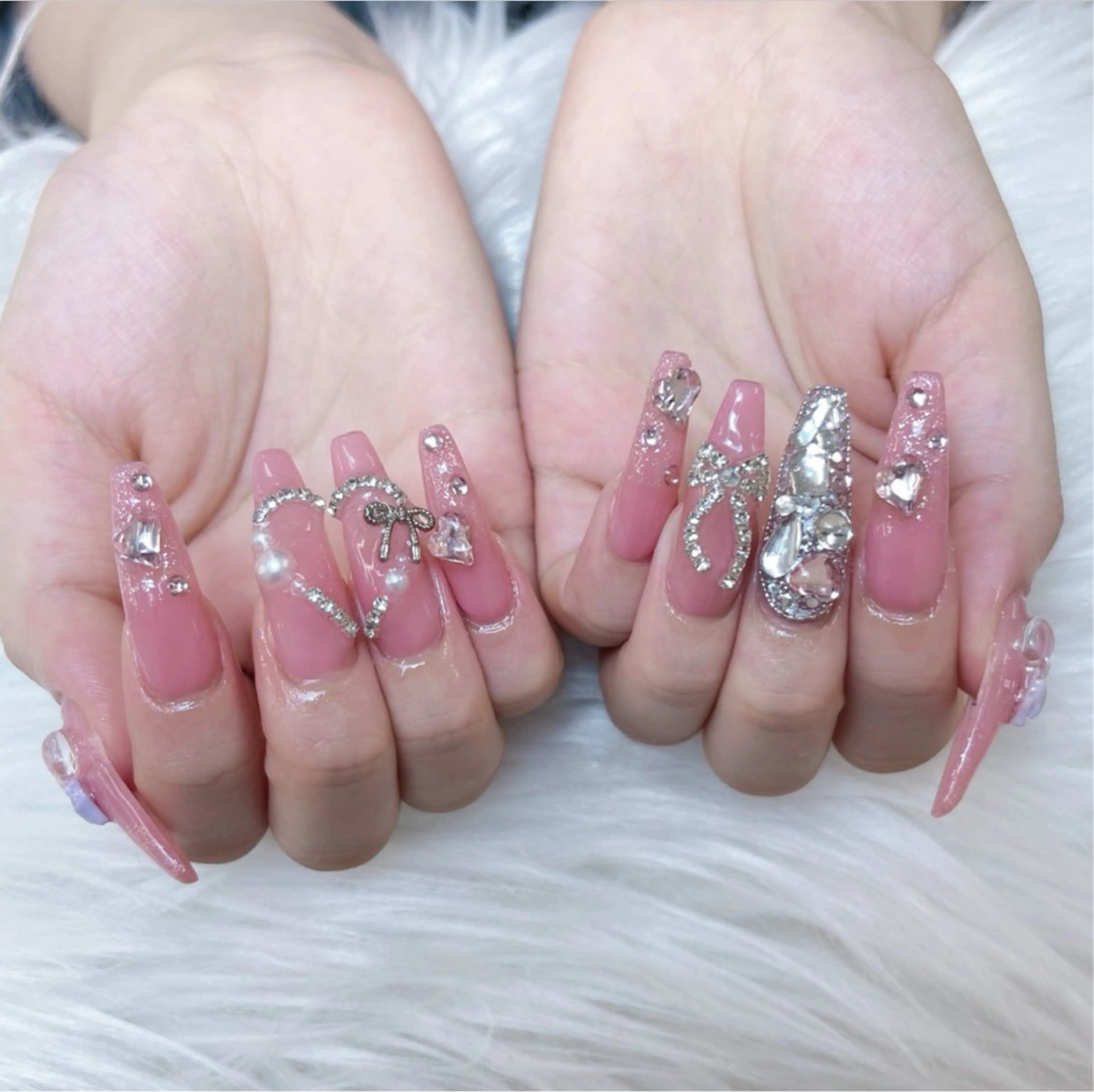 ネイル 長さ出し グラデーション キラキラネイル マグネットネイル ミラーネイル Lee Nails チップ長さだし専門店のネイルデザイン